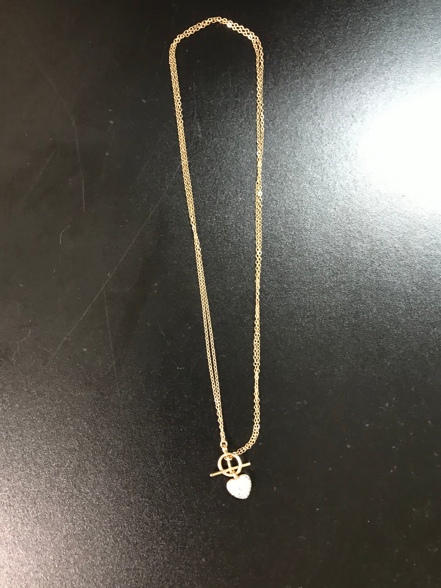 18" 14 Kt Gold Vermeil Cable Chain Toggle Necklace with Heart pendant