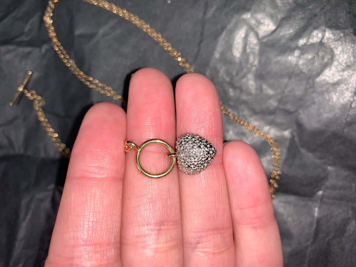 18" 14 Kt Gold Vermeil Cable Chain Toggle Necklace with Heart pendant