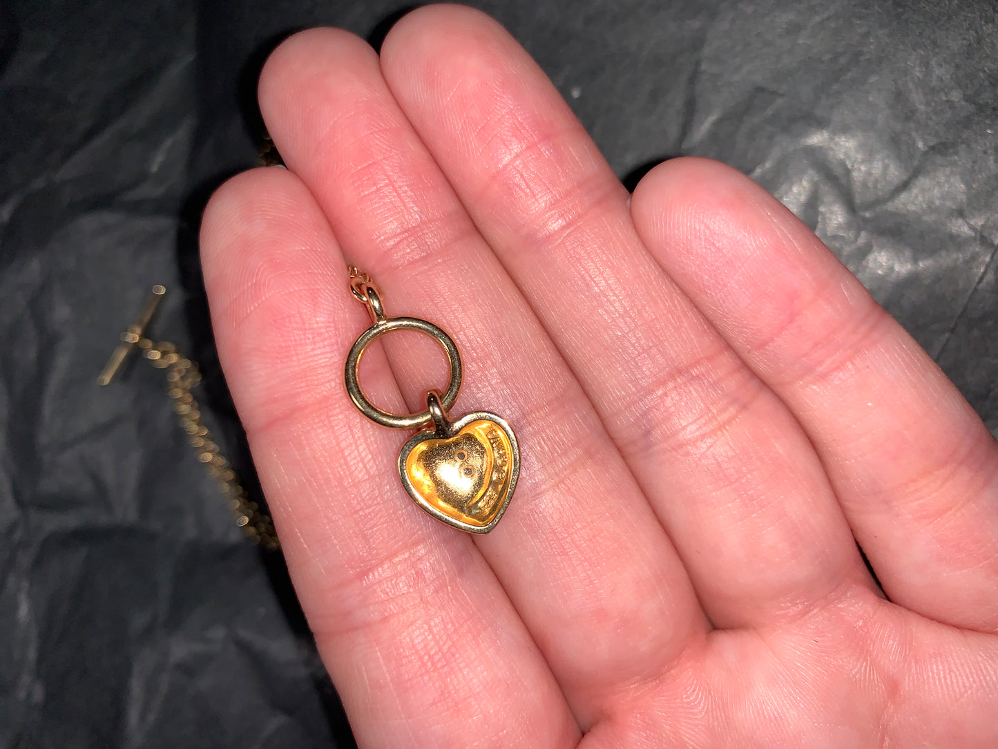 18" 14 Kt Gold Vermeil Cable Chain Toggle Necklace with Heart pendant