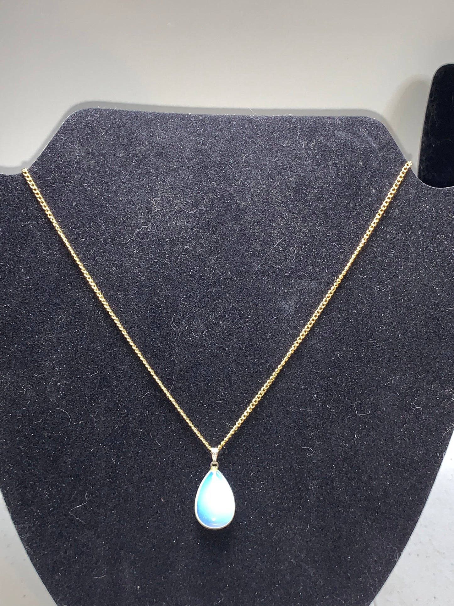 18" Gold Tone Necklace with Opalite Pendant
