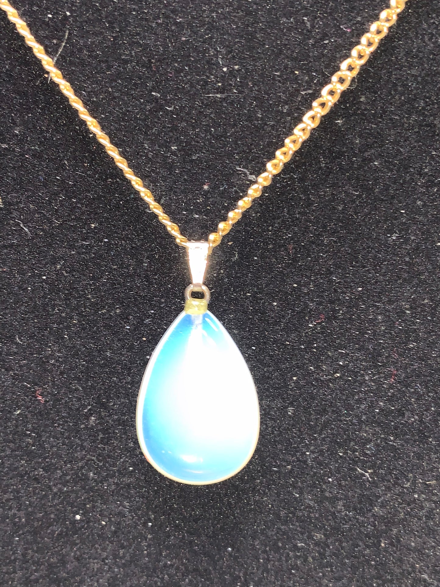 18" Gold Tone Necklace with Opalite Pendant