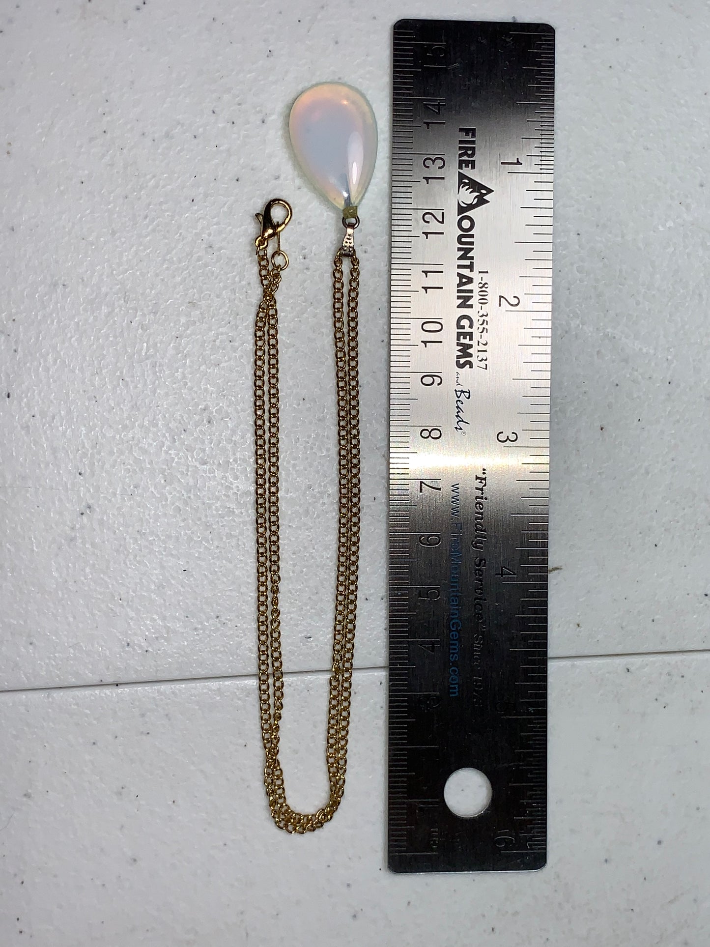 18" Gold Tone Necklace with Opalite Pendant