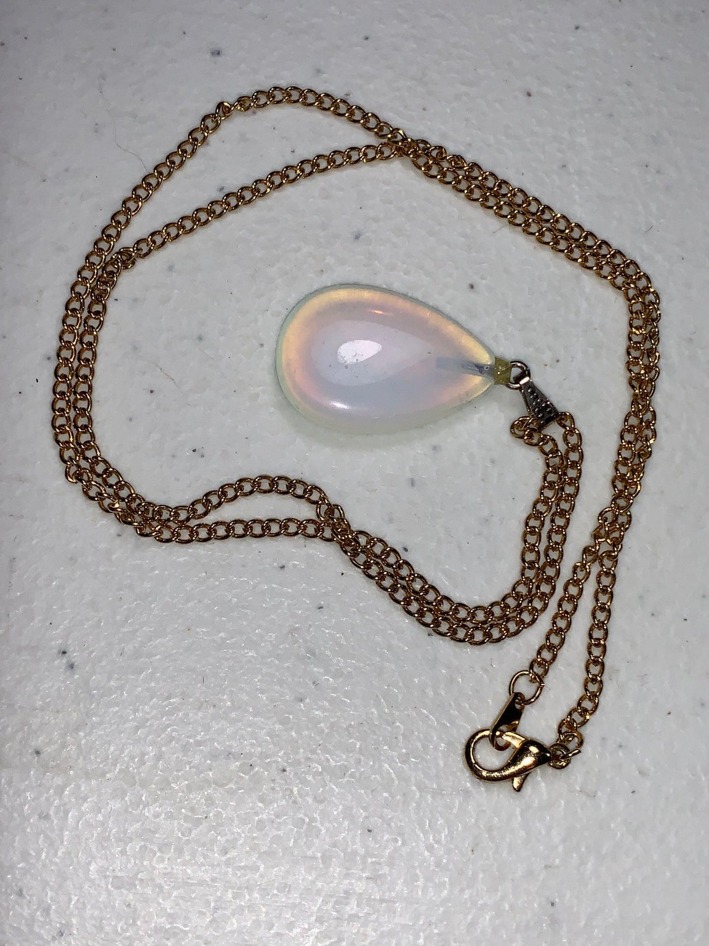 18" Gold Tone Necklace with Opalite Pendant