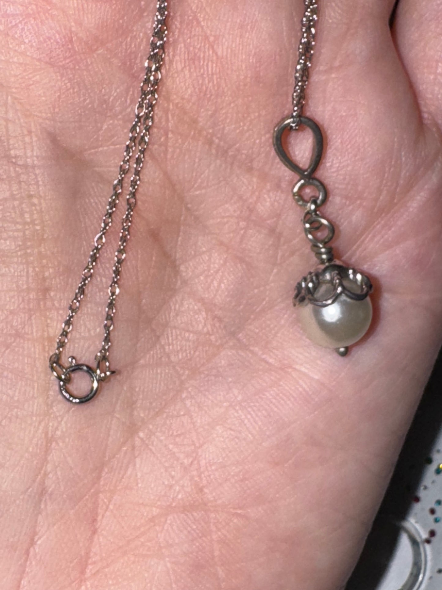 18" Sterling Silver Twisted Rope Chain and Pearl Necklace