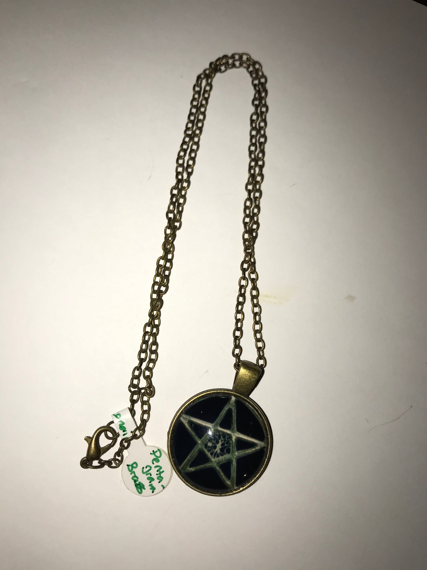 19" Bronze Black Pentagram Necklace