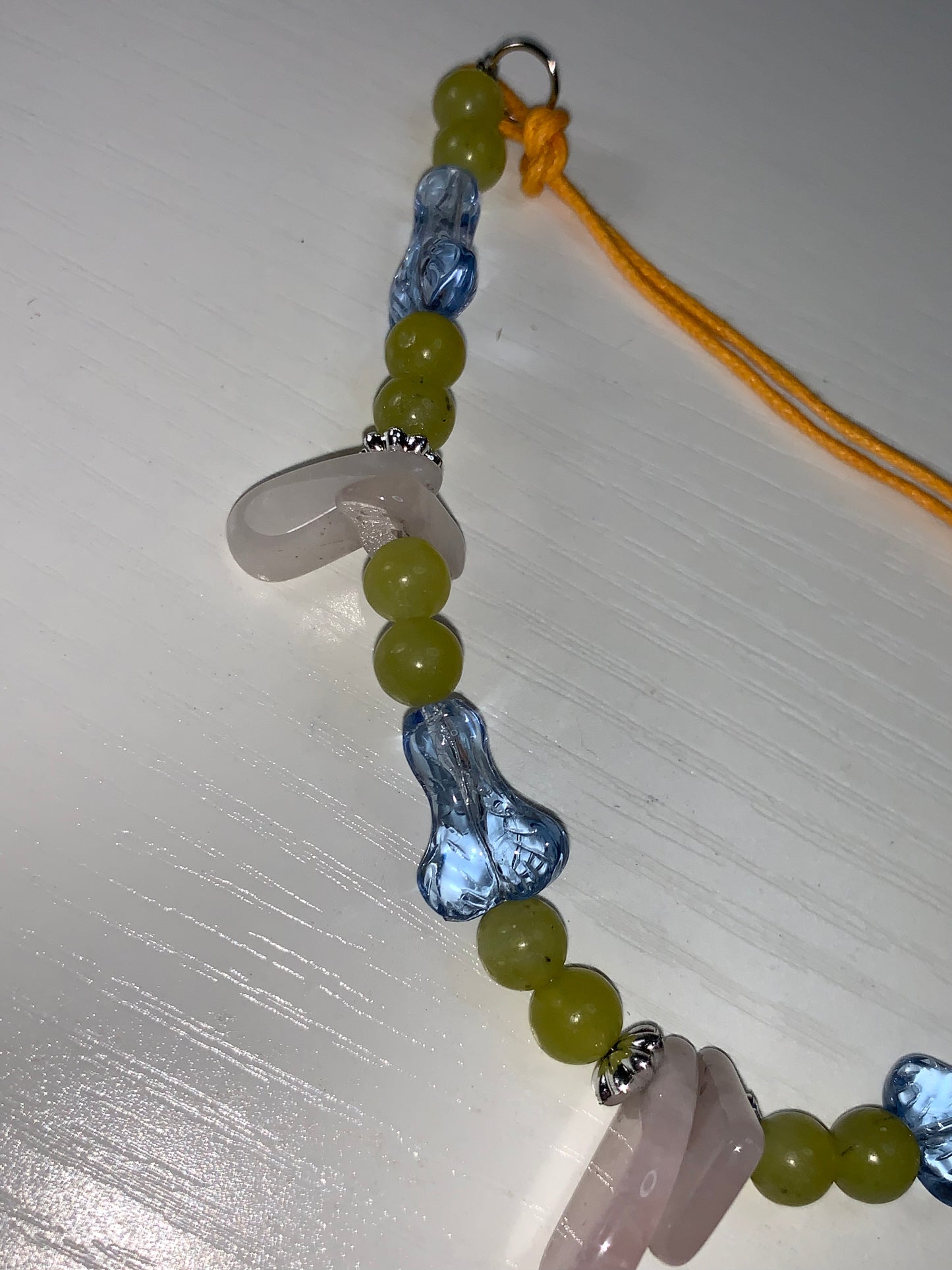 19" Jade and Rose Quartz Beaded Necklace