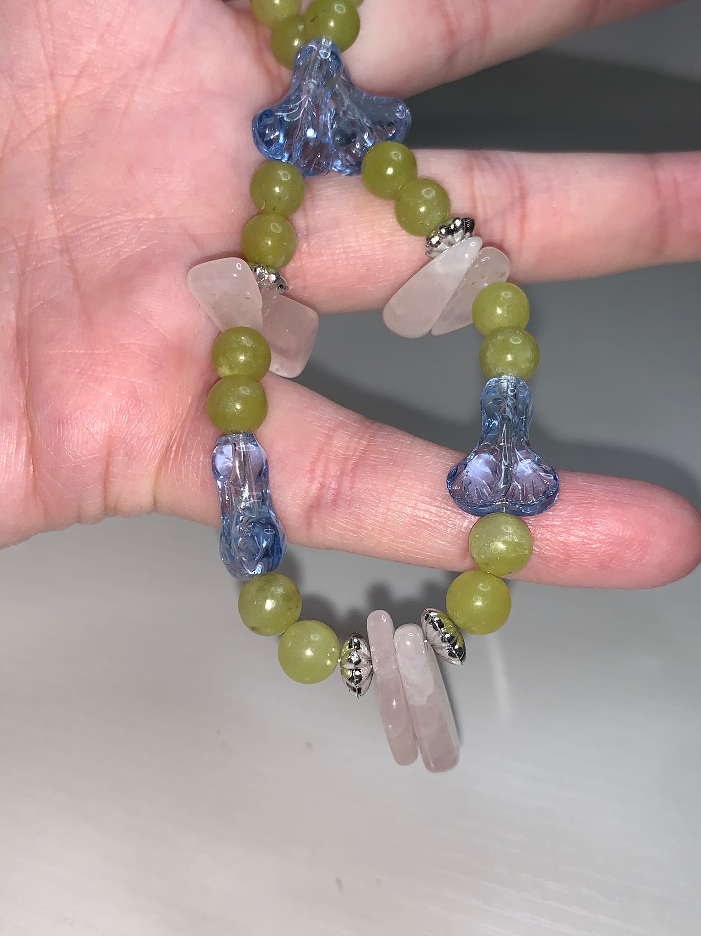19" Jade and Rose Quartz Beaded Necklace