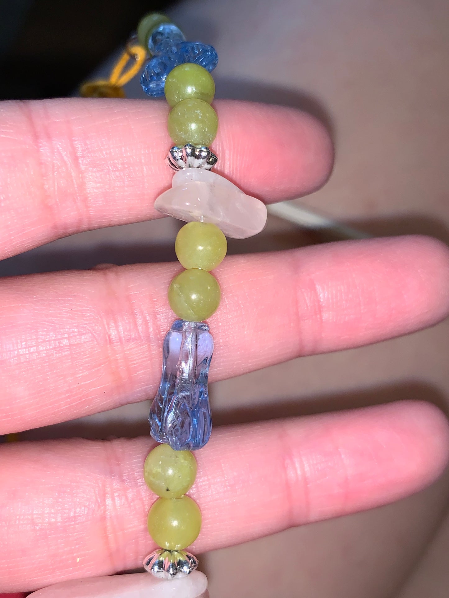 19" Jade and Rose Quartz Beaded Necklace