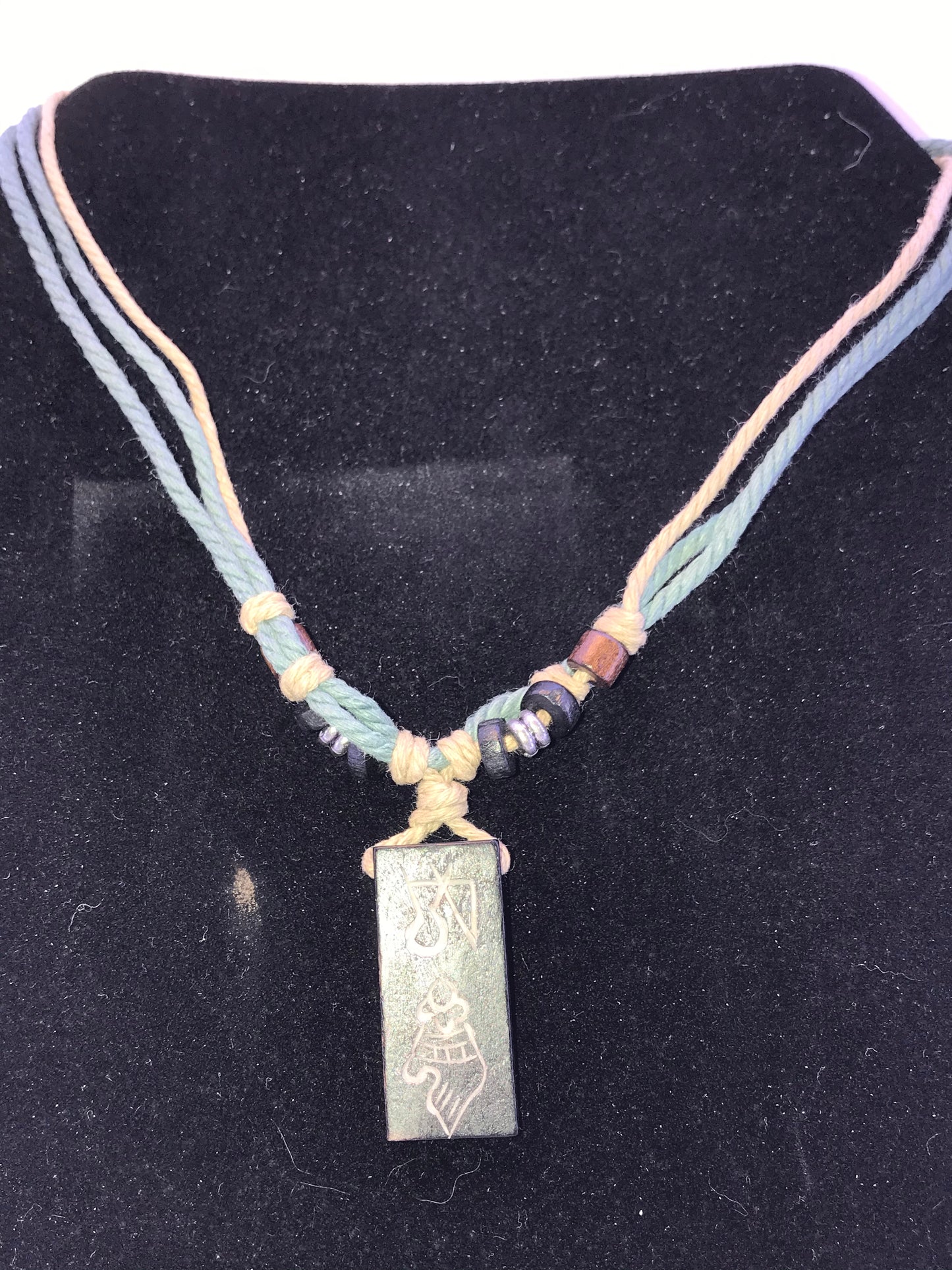 20" Cotton and Wood Necklace