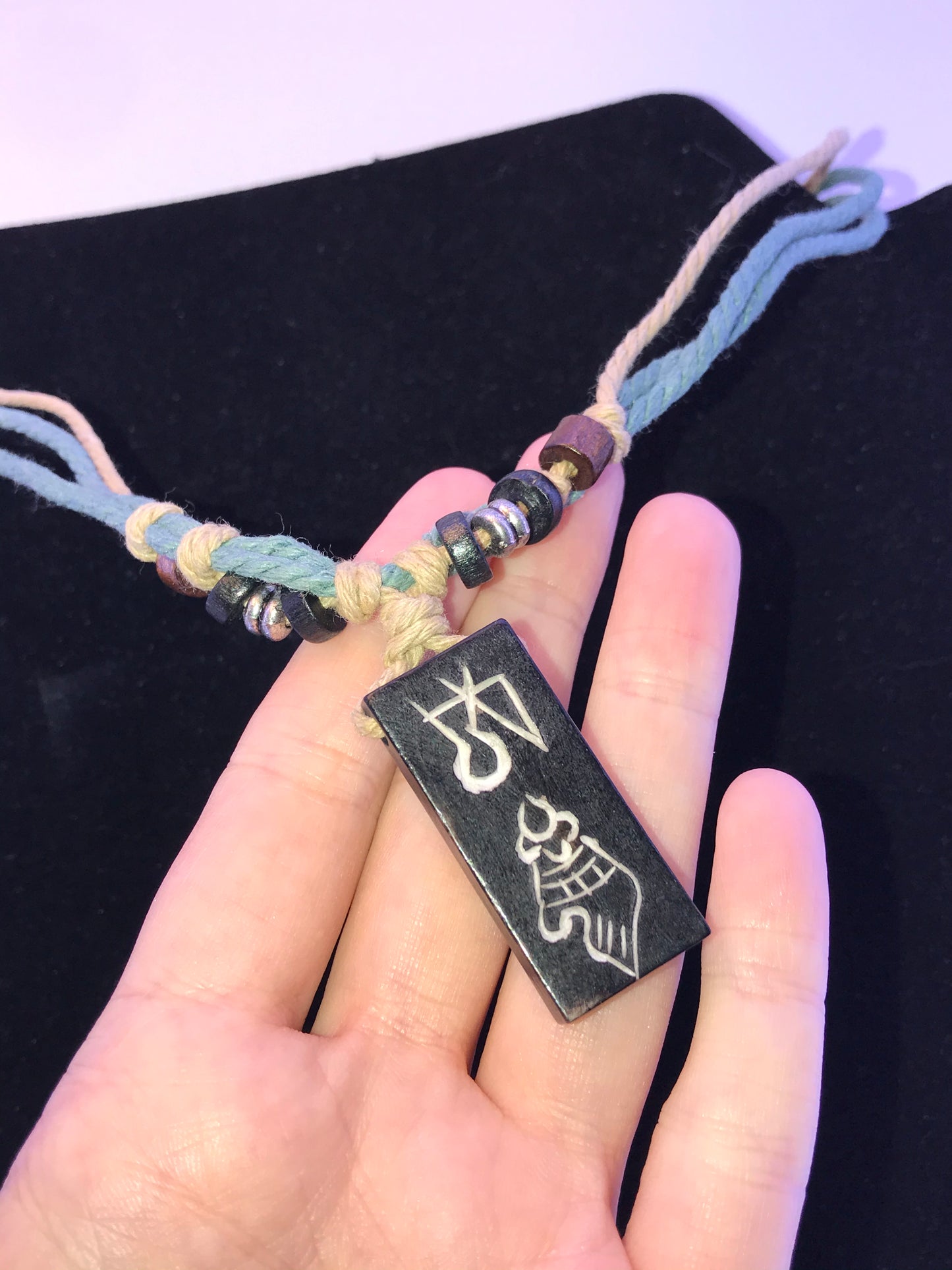 20" Cotton and Wood Necklace