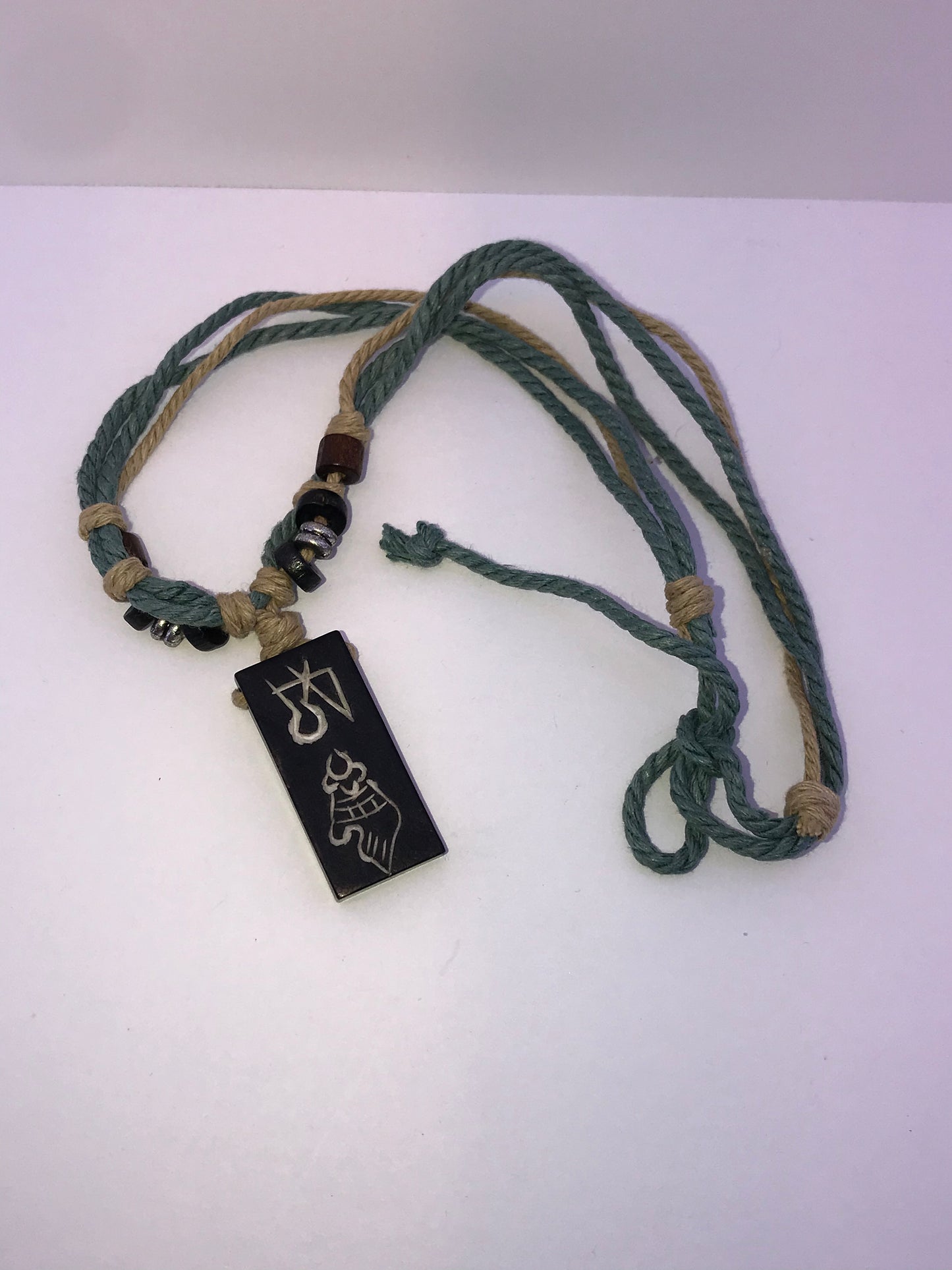 20" Cotton and Wood Necklace