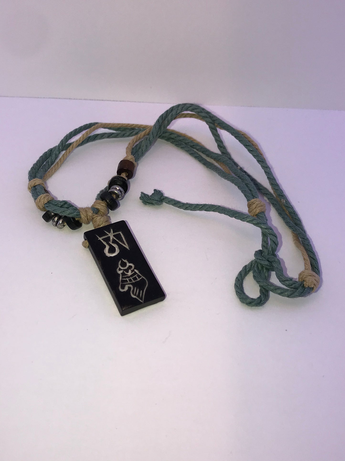 20" Cotton and Wood Necklace