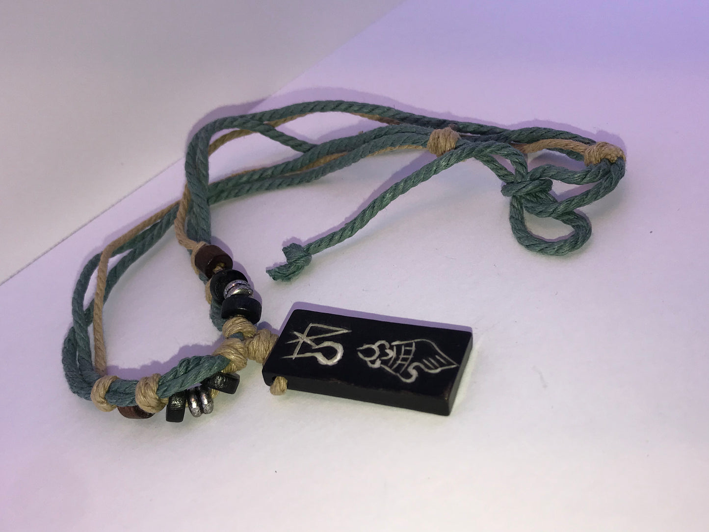 20" Cotton and Wood Necklace