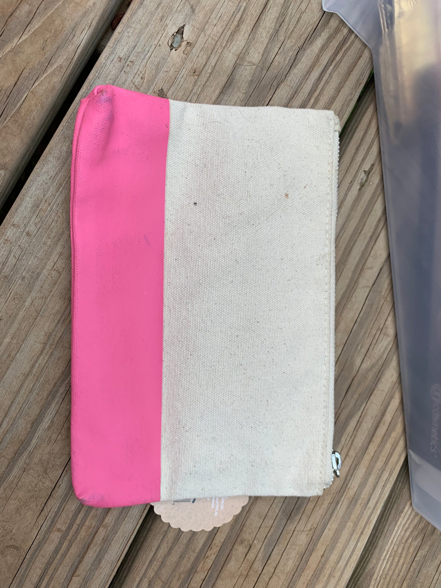 Canvas and Pink Makeup Bag