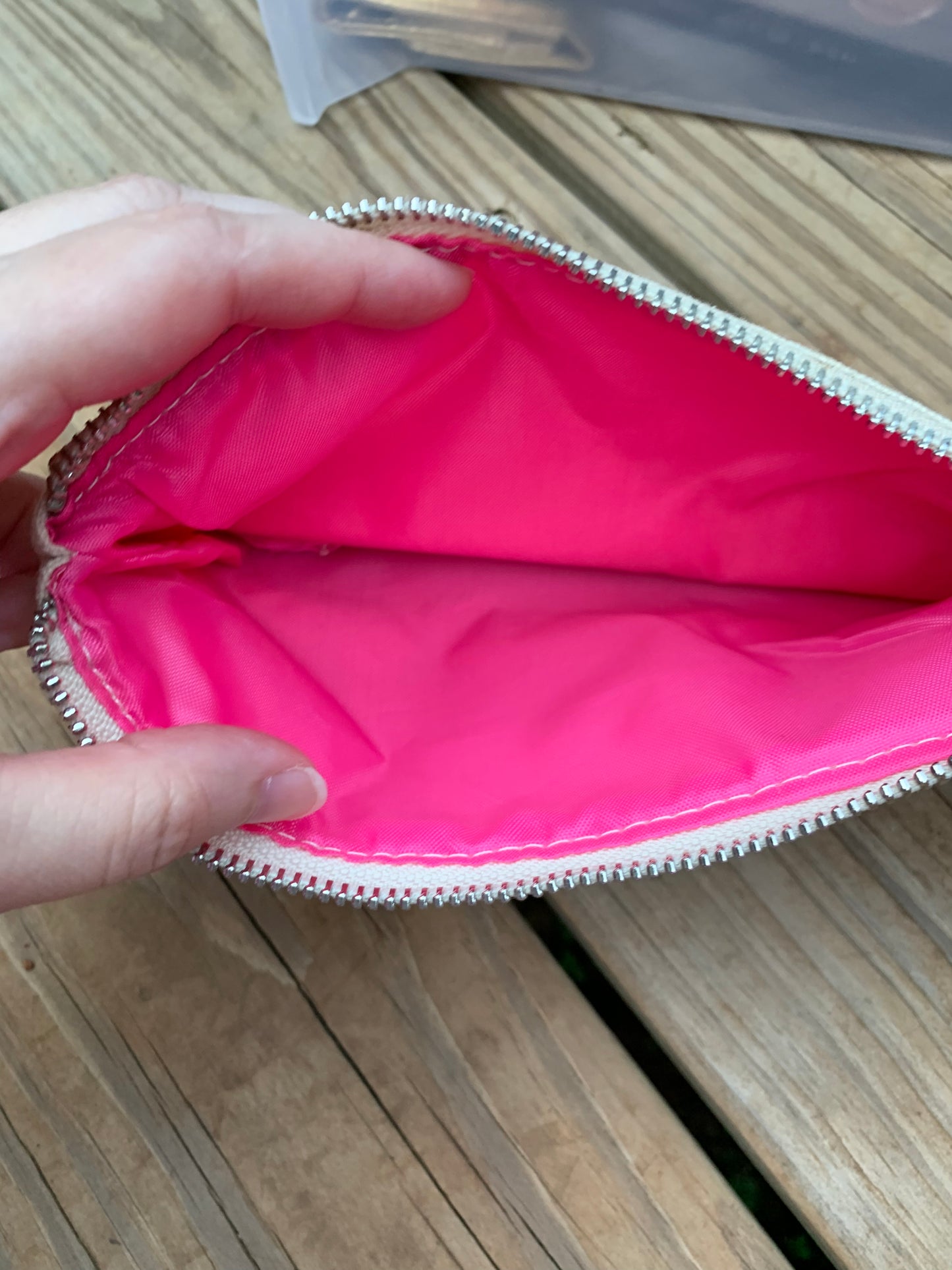 Canvas and Pink Makeup Bag