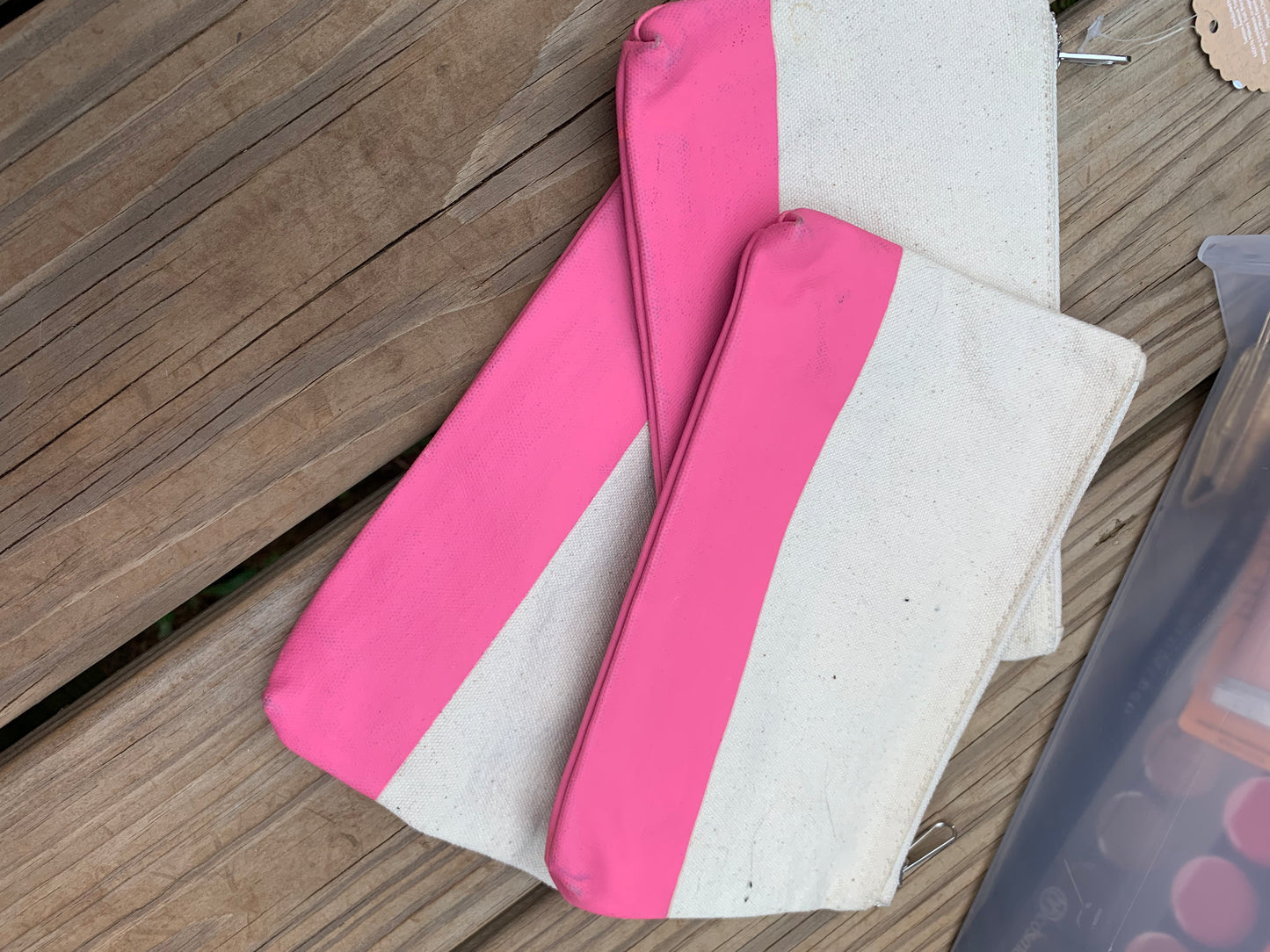 Canvas and Pink Makeup Bag