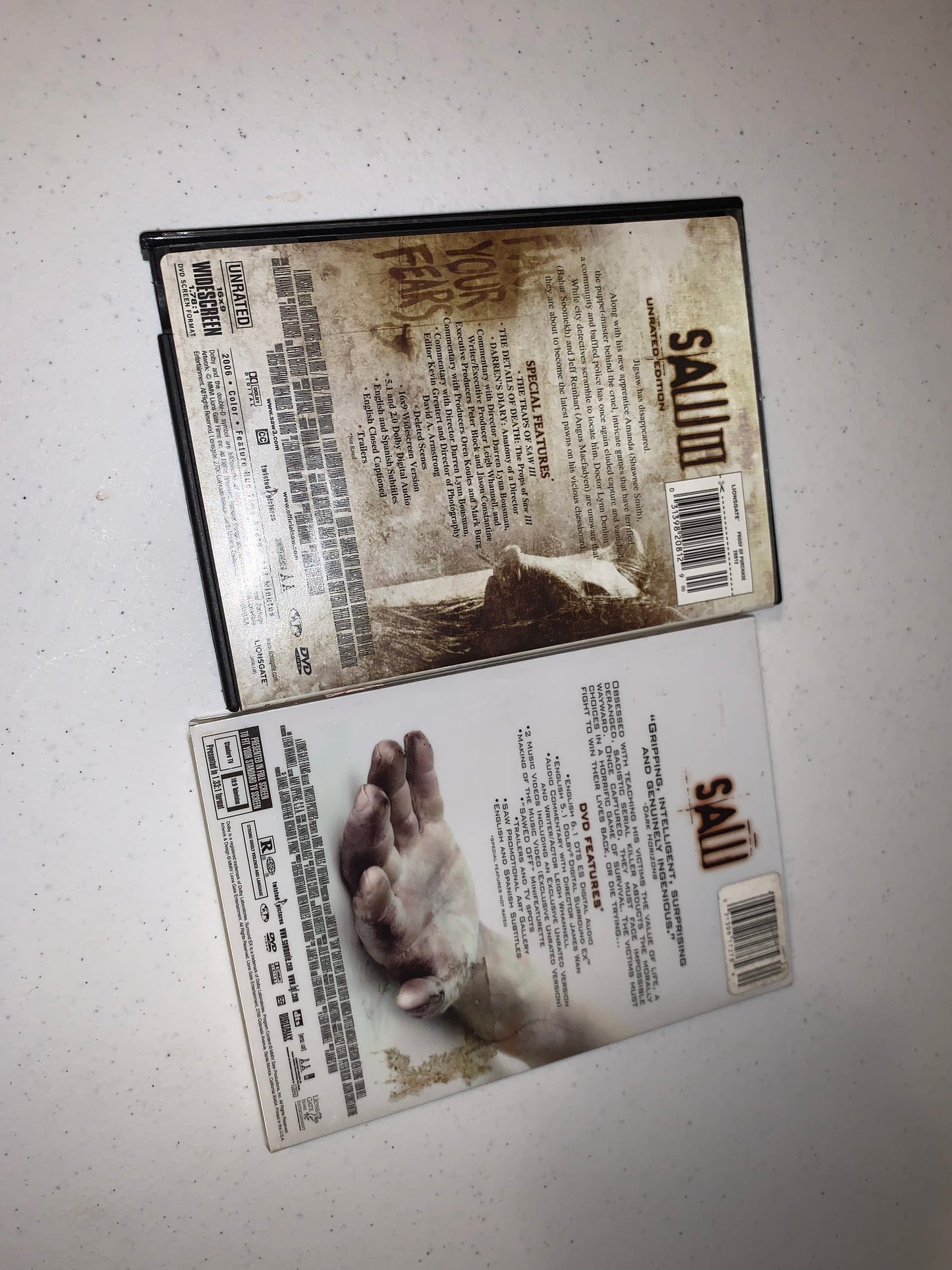 SAW 1 and 3 DVD Bundle, Wide Screen and Full screen Version