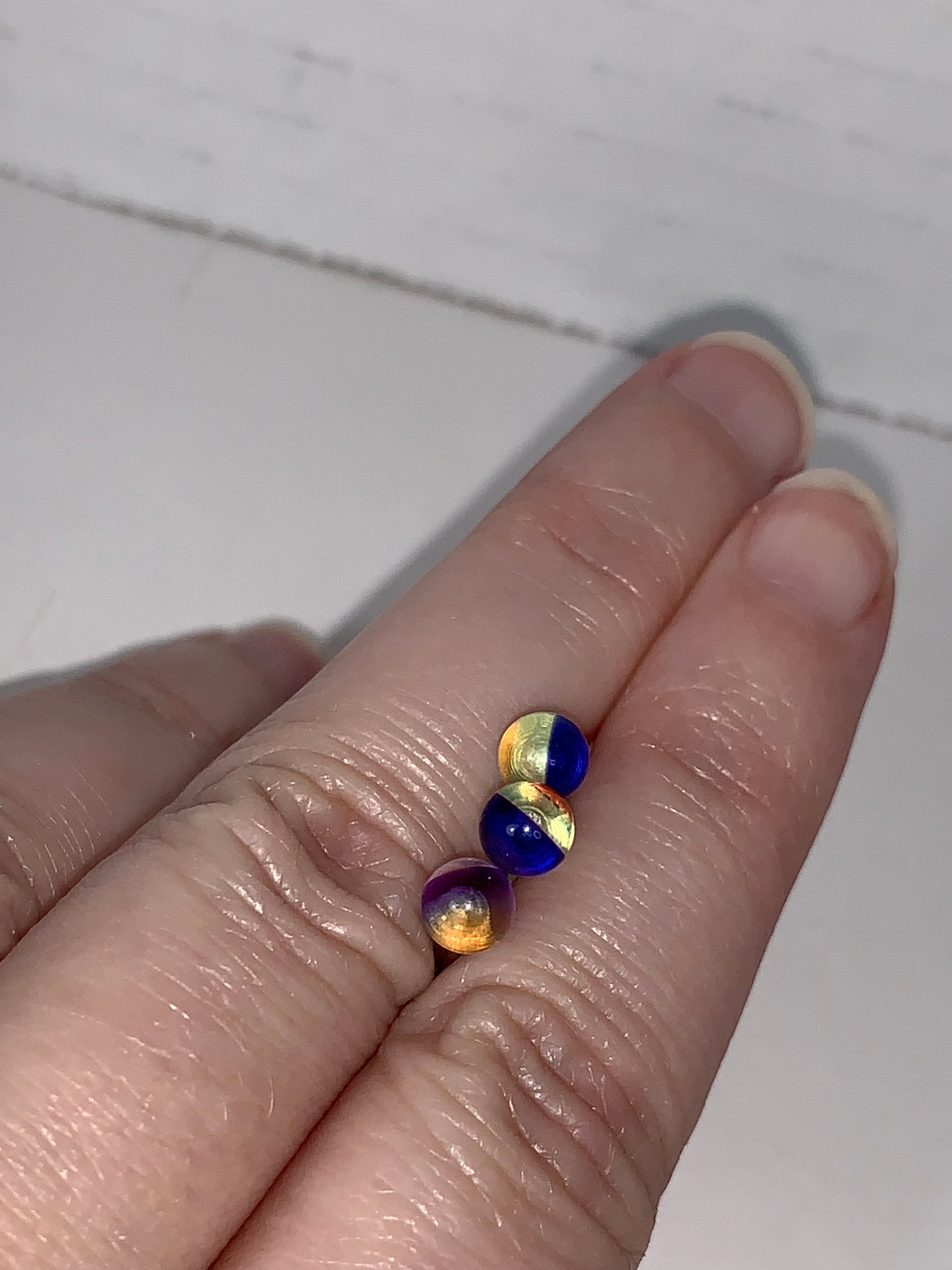 14 Gauge Purple, Clear and Orange Striped Tongue Ring