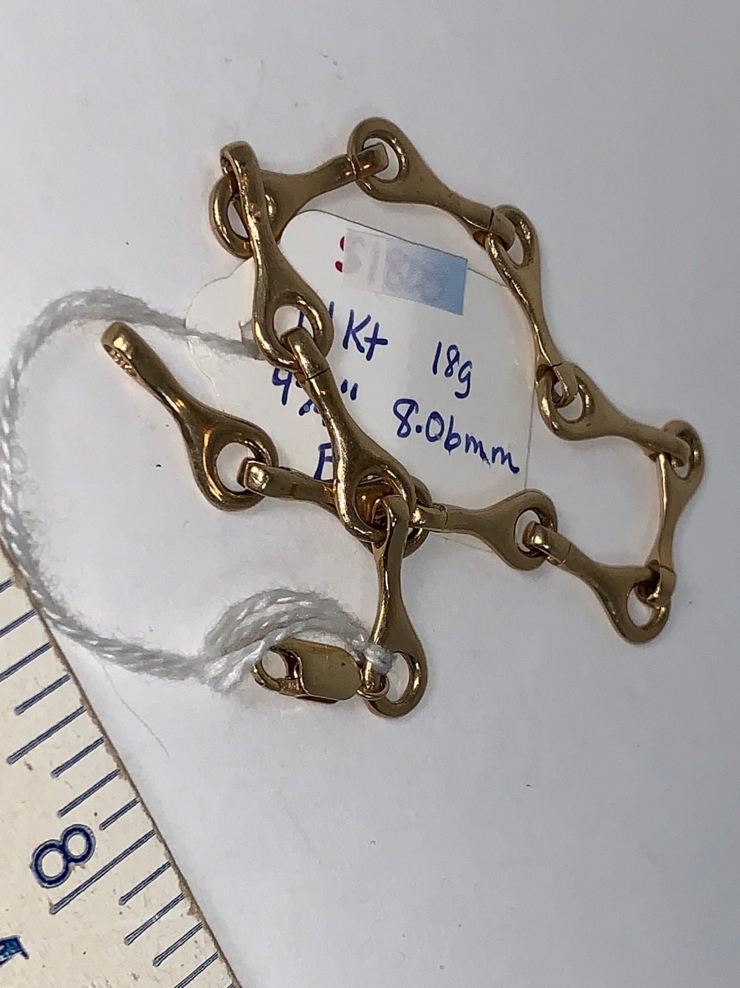 9 3/4" long 14KT Gold Bone Design Bracelet