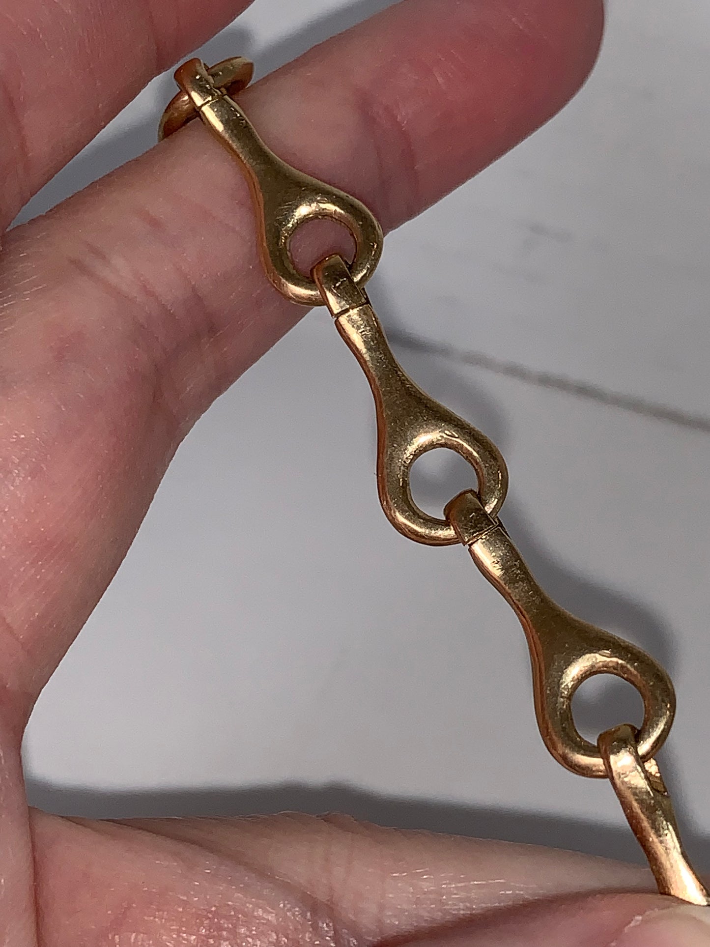 9 3/4" long 14KT Gold Bone Design Bracelet