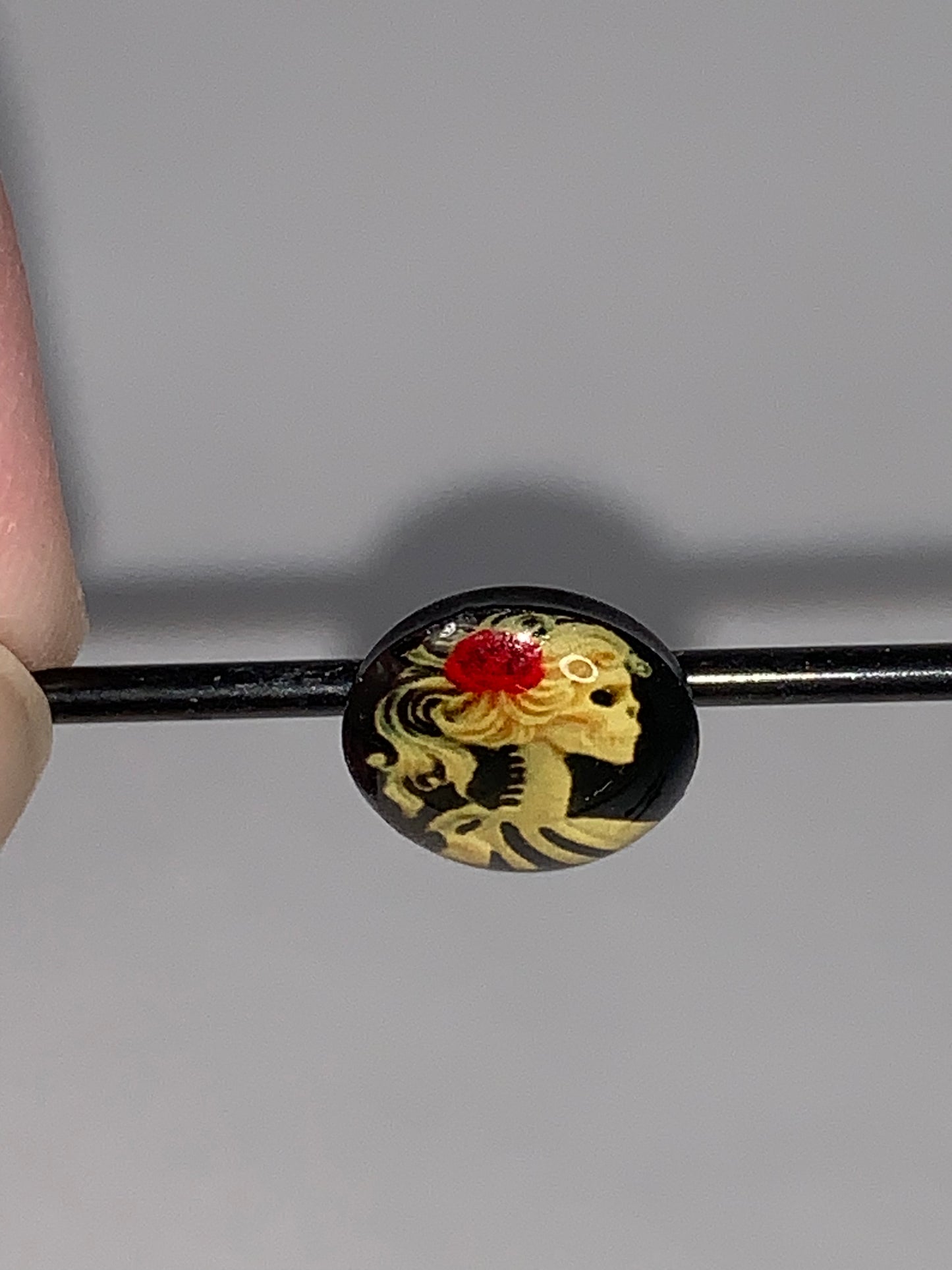 Skeleton Cameo Industrial Bar, 14 Gauge