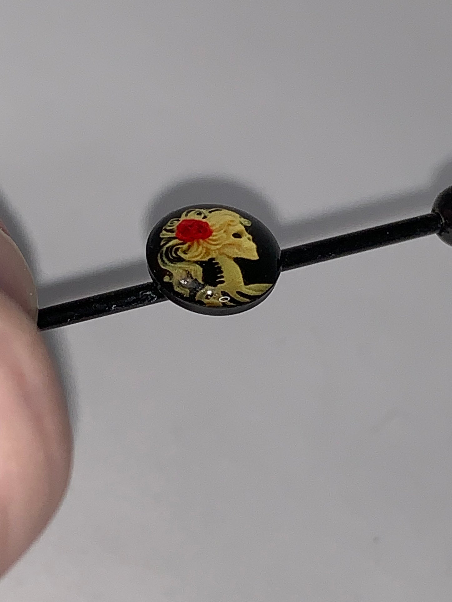 Skeleton Cameo Industrial Bar, 14 Gauge