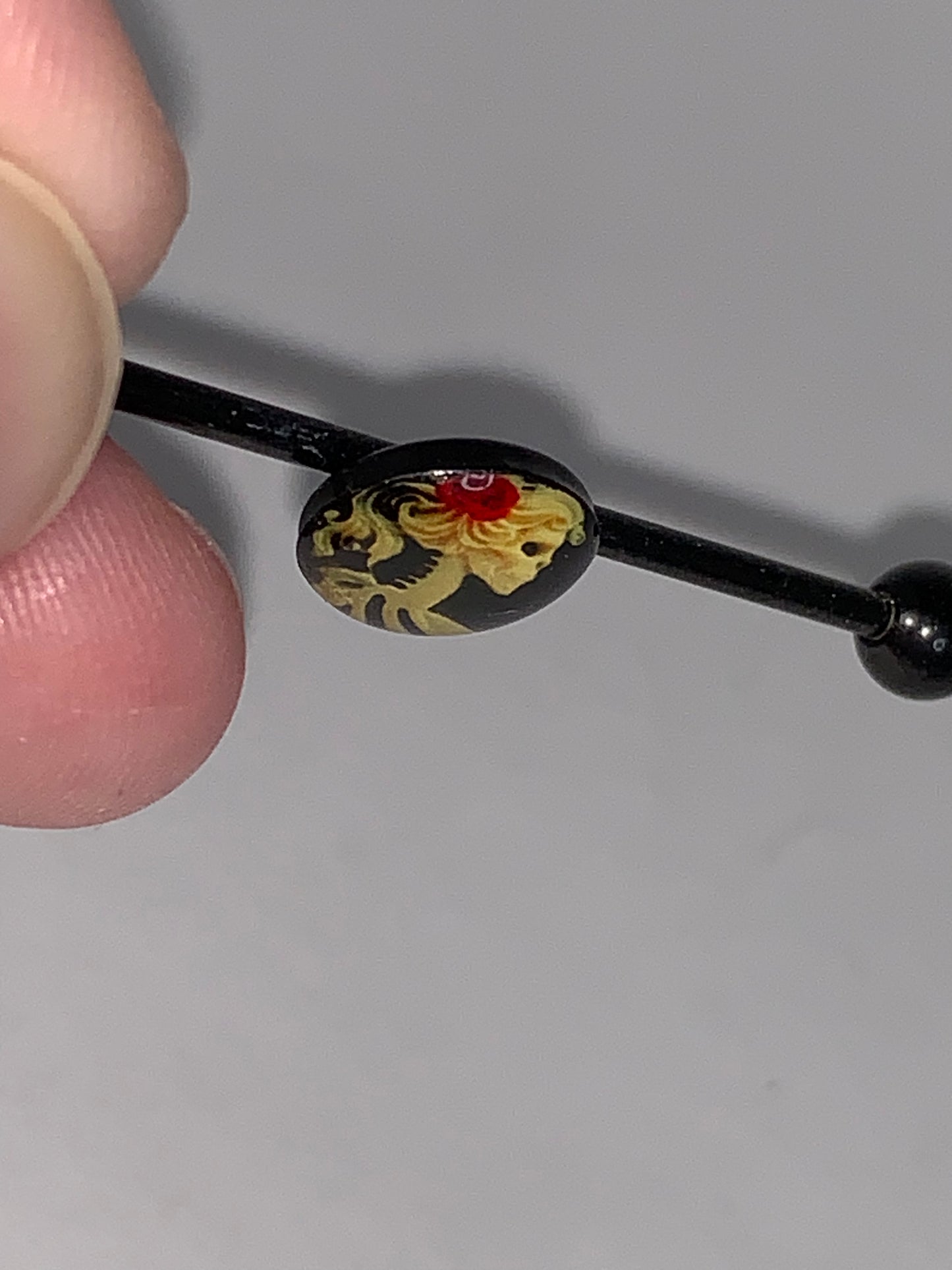 Skeleton Cameo Industrial Bar, 14 Gauge