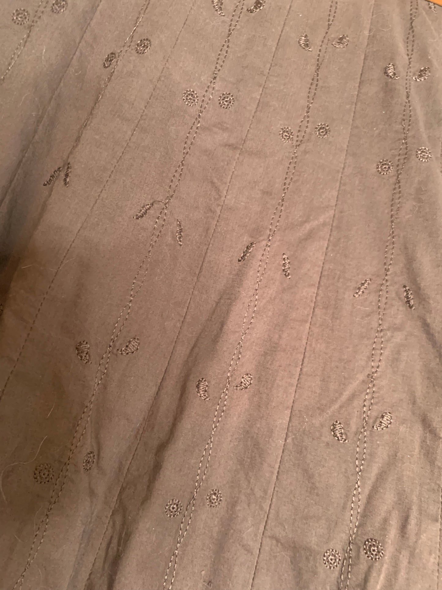 Tahari Embroidered Eyelet A-Line Maxi Skirt Chocolate Brown Sheer Hemline, Size 6