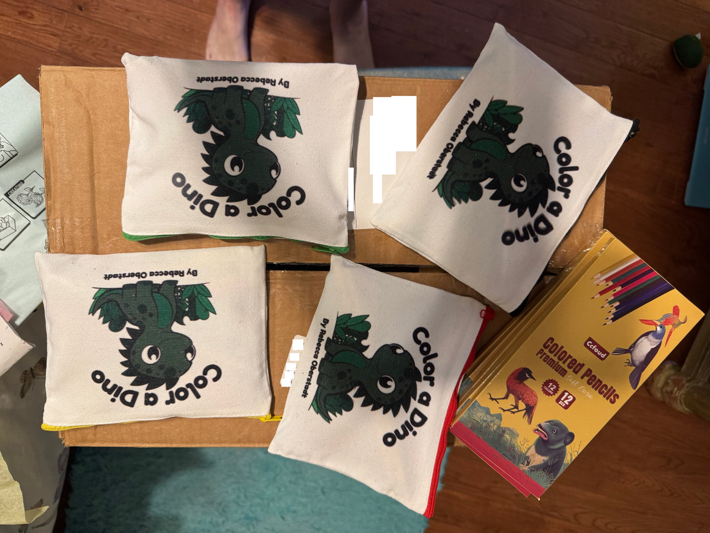 Color a Dino Zippered Pencil Pouch