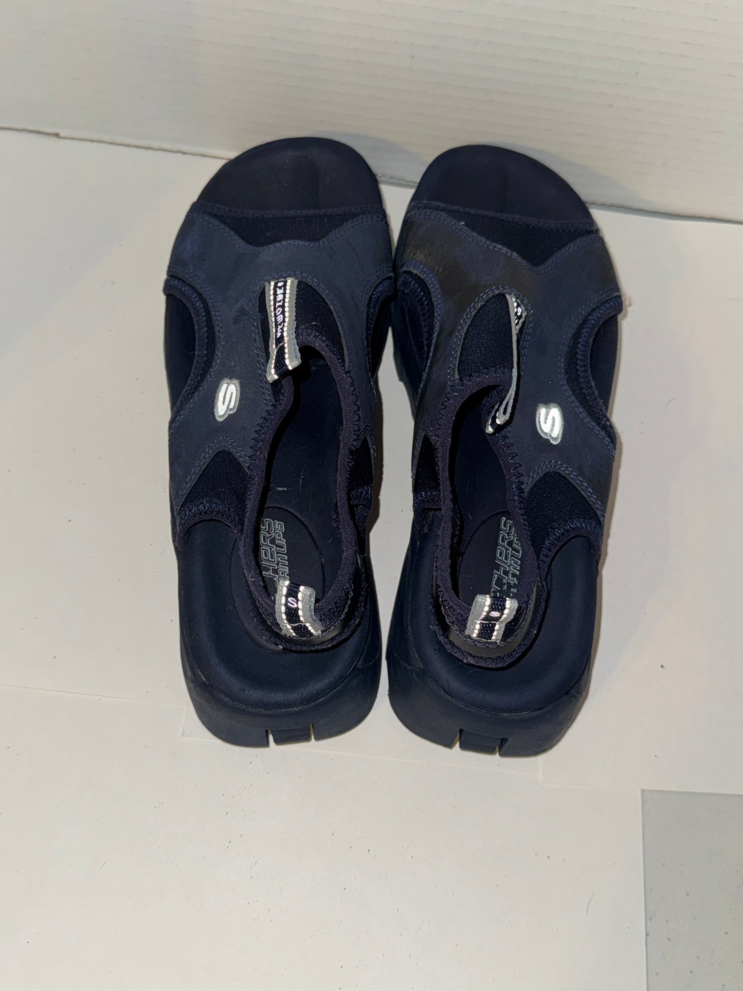 Skechers Dark Blue Y2K Jam ups Open-Toe Sandals, Size 8