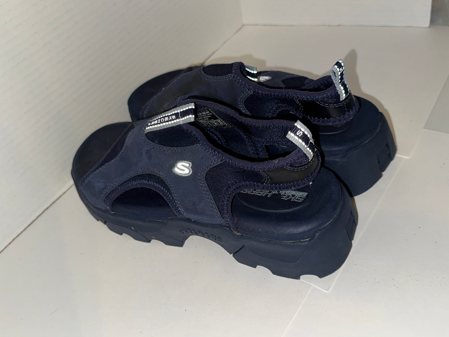 Skechers Dark Blue Y2K Jam ups Open-Toe Sandals, Size 8