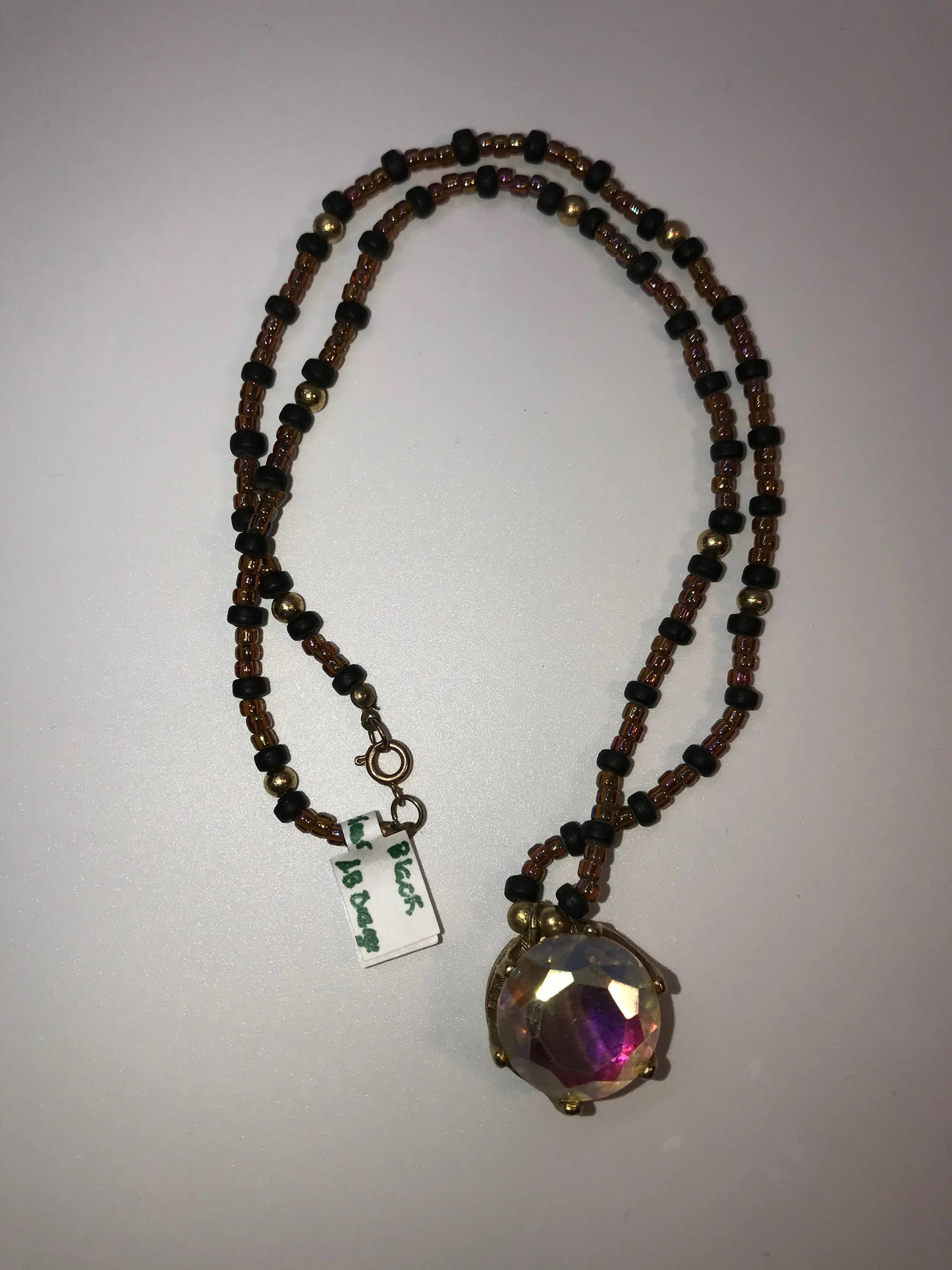 20" Black and AB Clear Beaded Necklace