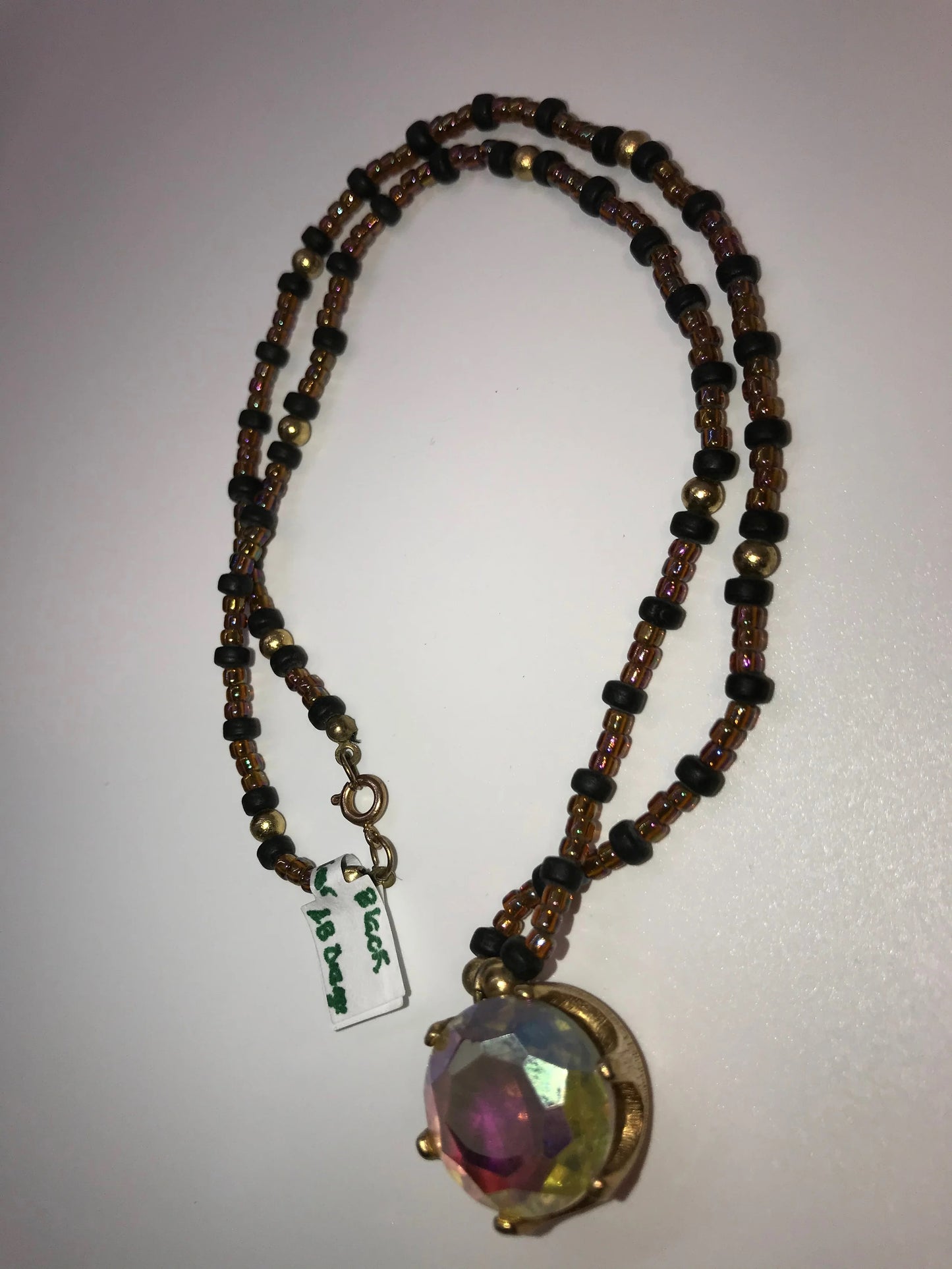 20" Black and AB Clear Beaded Necklace