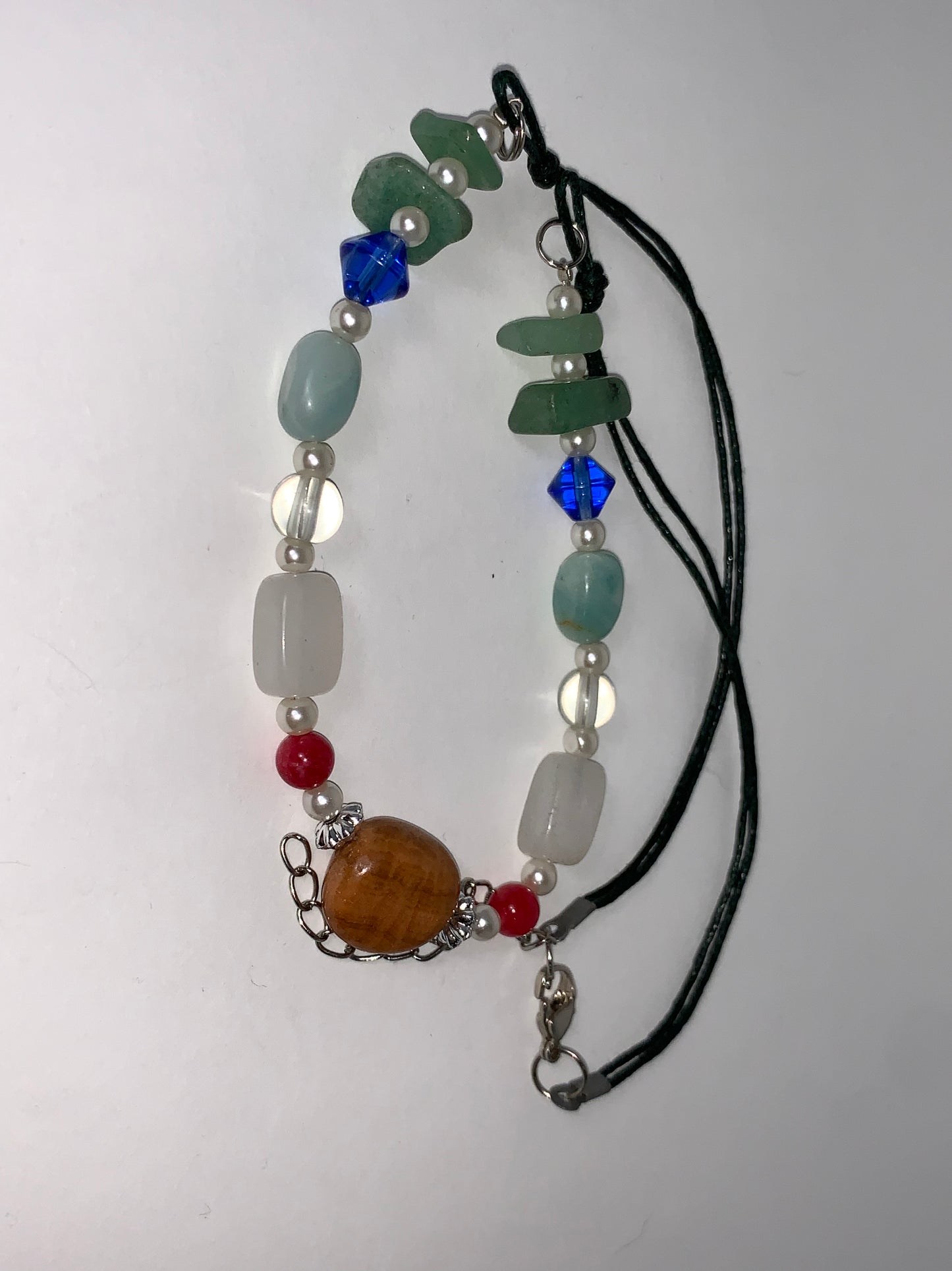 20" Green Aventurine and Snowy Quartz Beaded Necklace