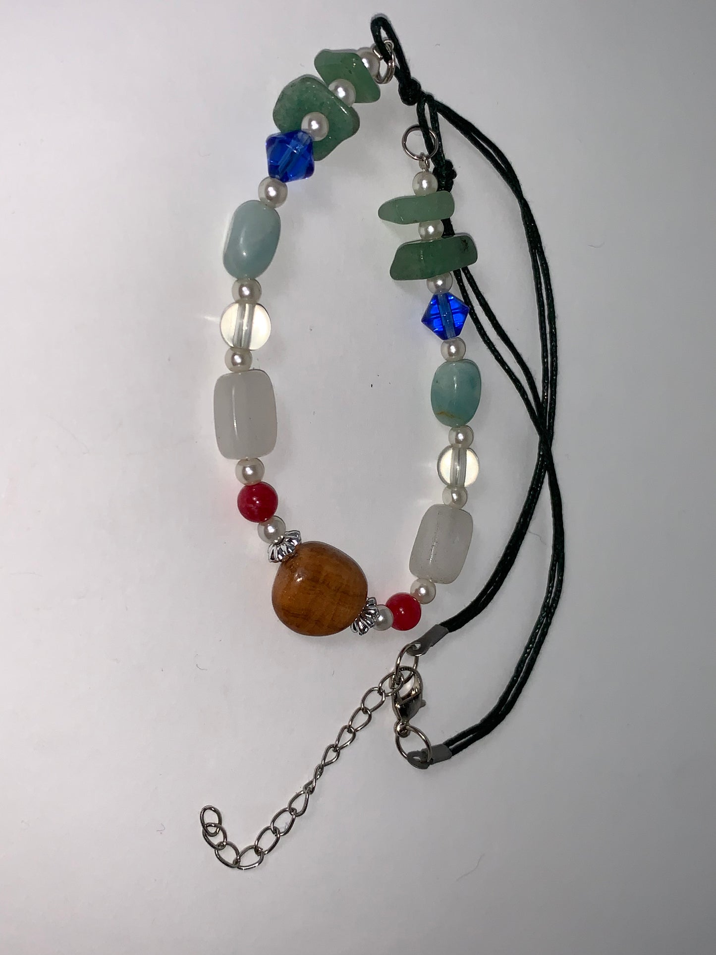 20" Green Aventurine and Snowy Quartz Beaded Necklace