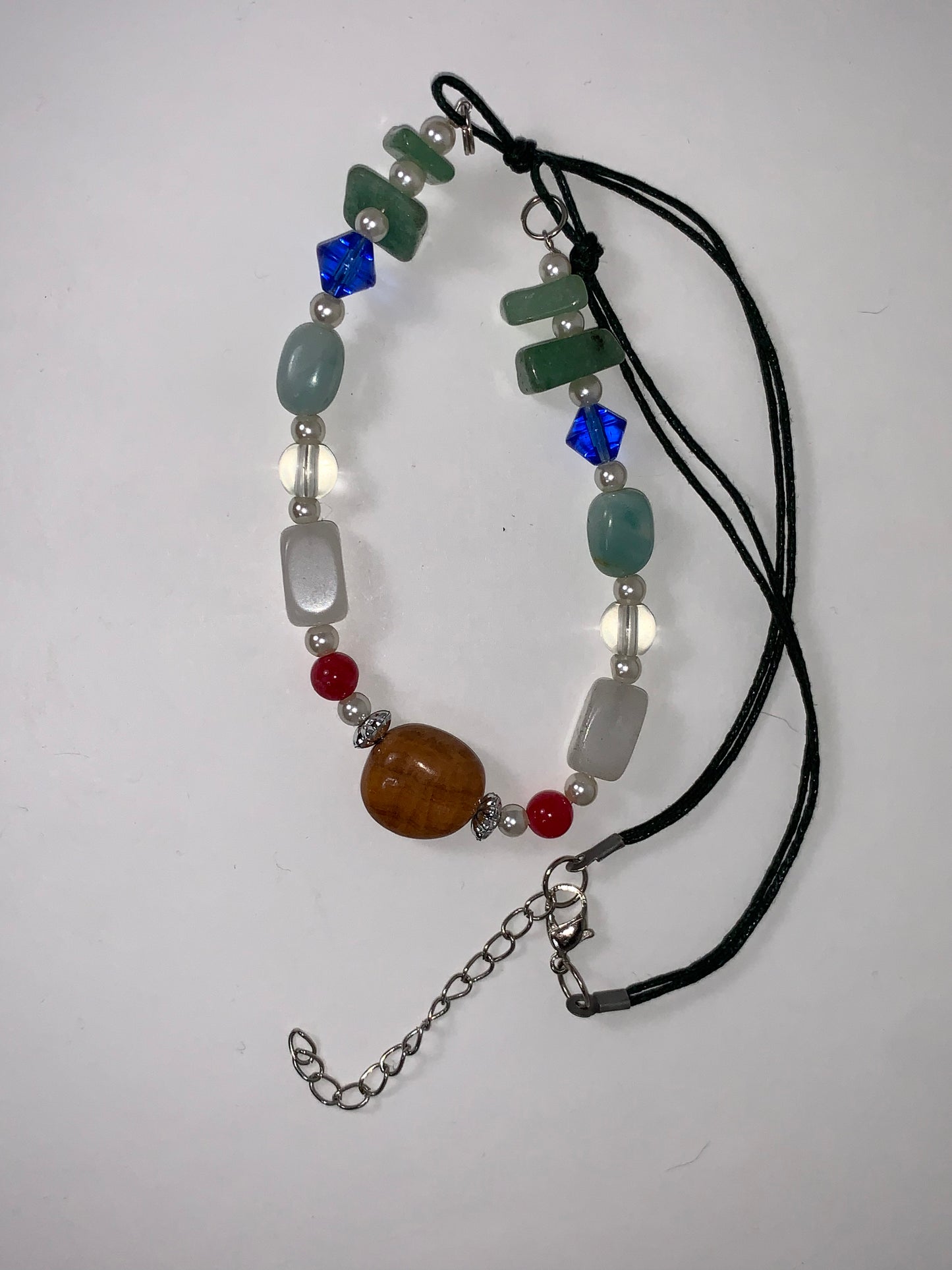 20" Green Aventurine and Snowy Quartz Beaded Necklace