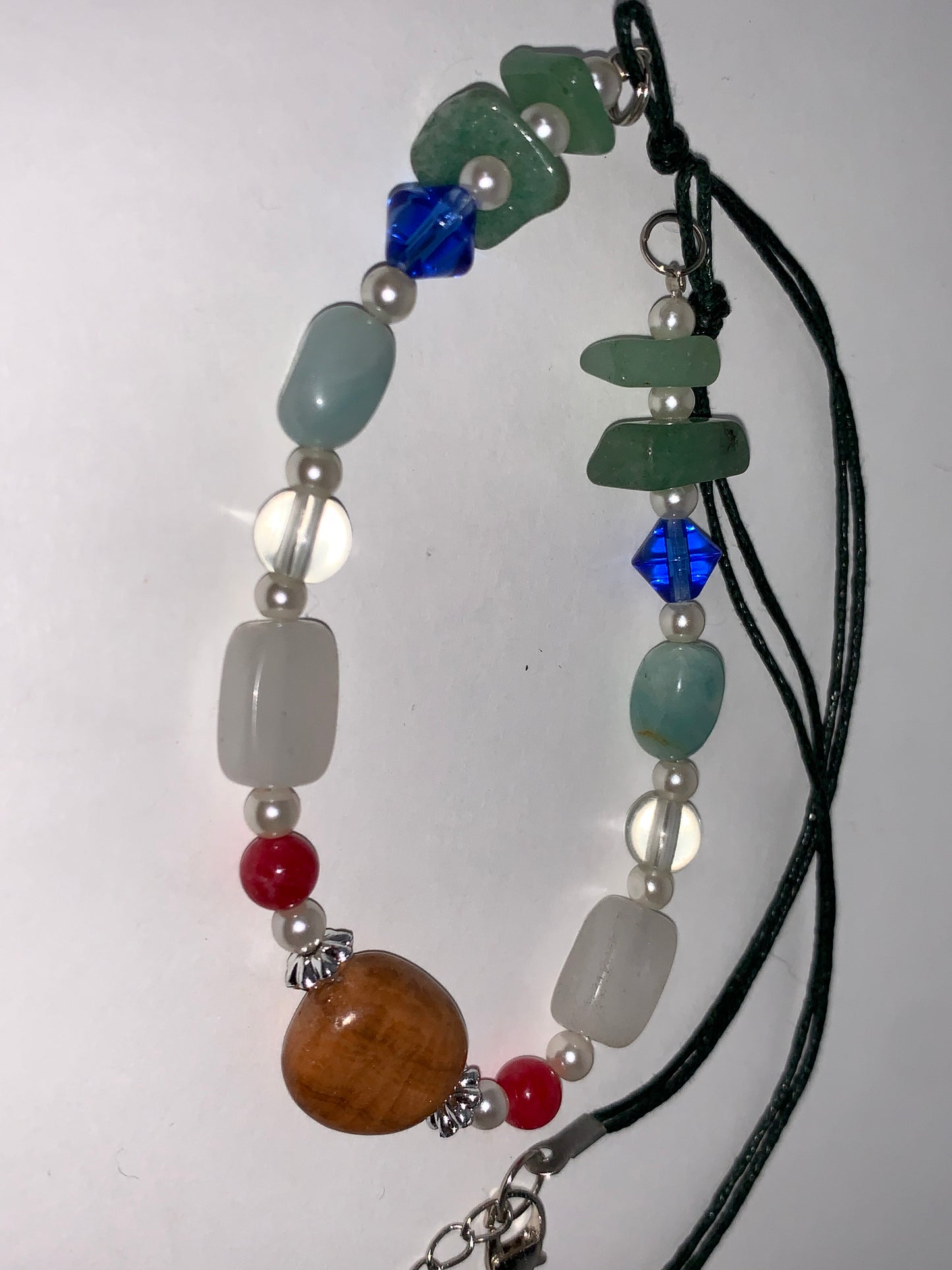 20" Green Aventurine and Snowy Quartz Beaded Necklace