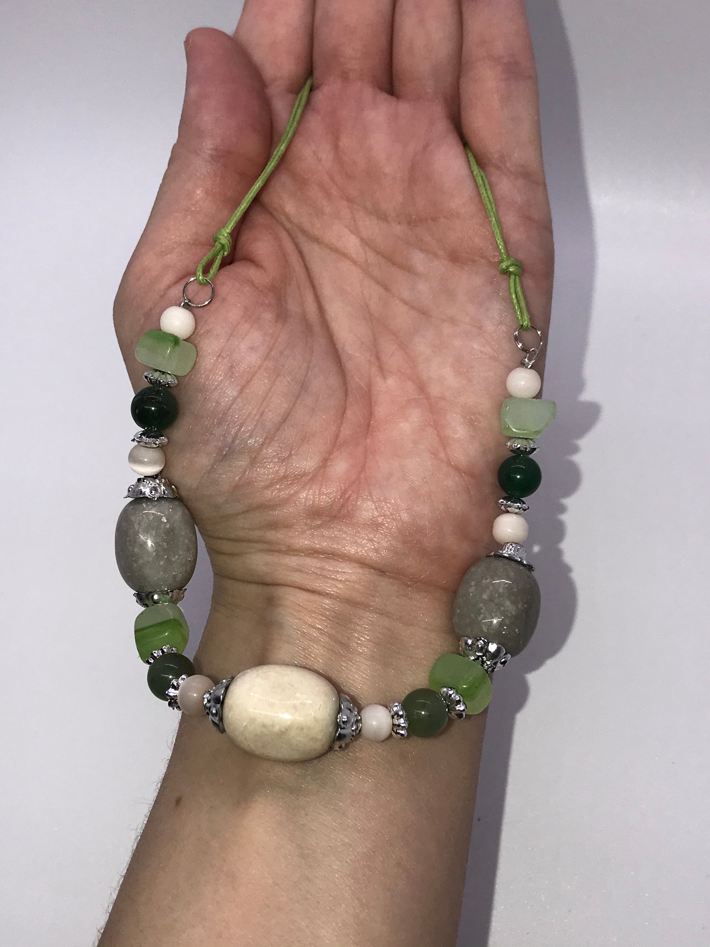 20" Green and Feldspar Necklace