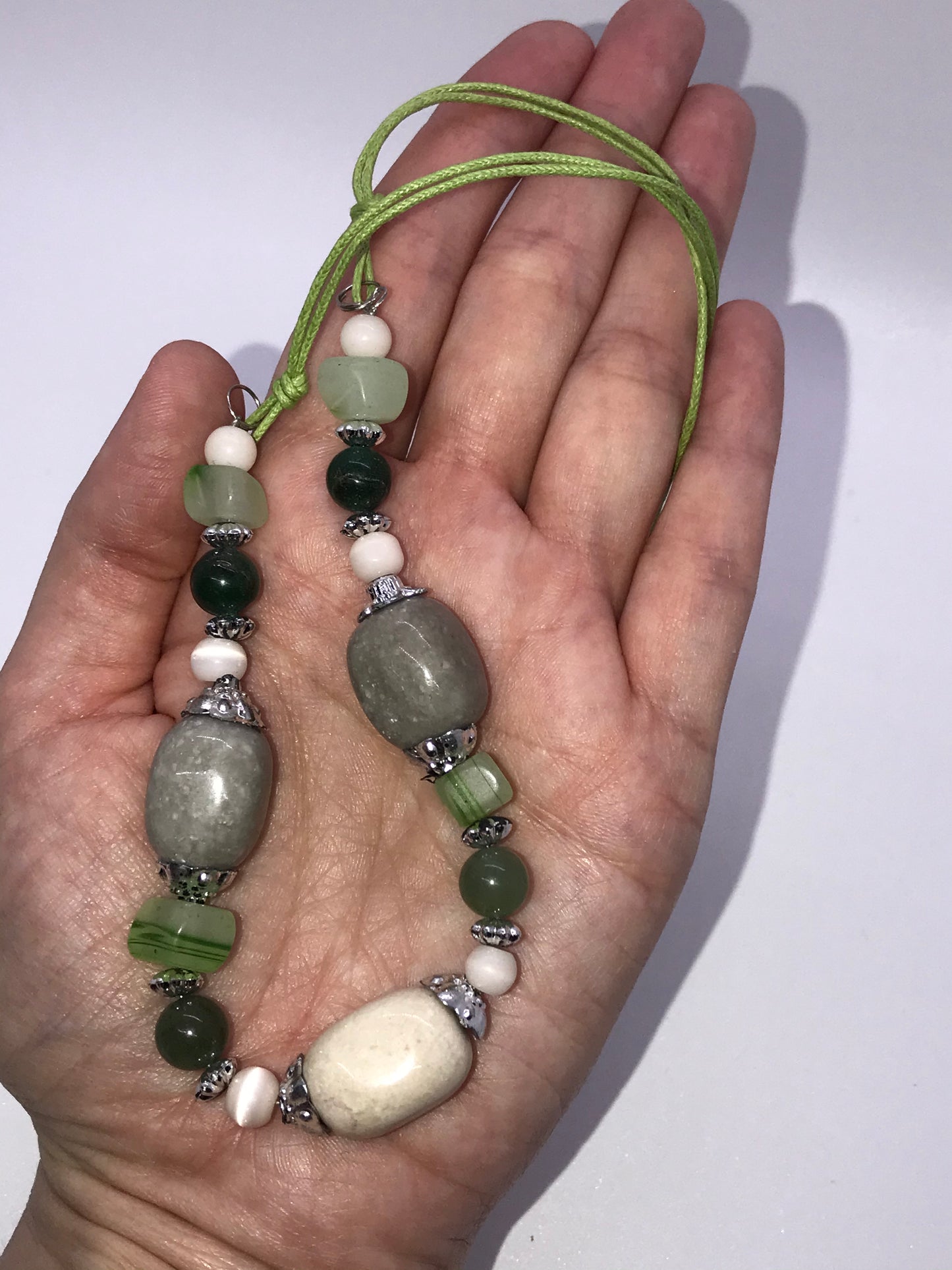 20" Green and Feldspar Necklace
