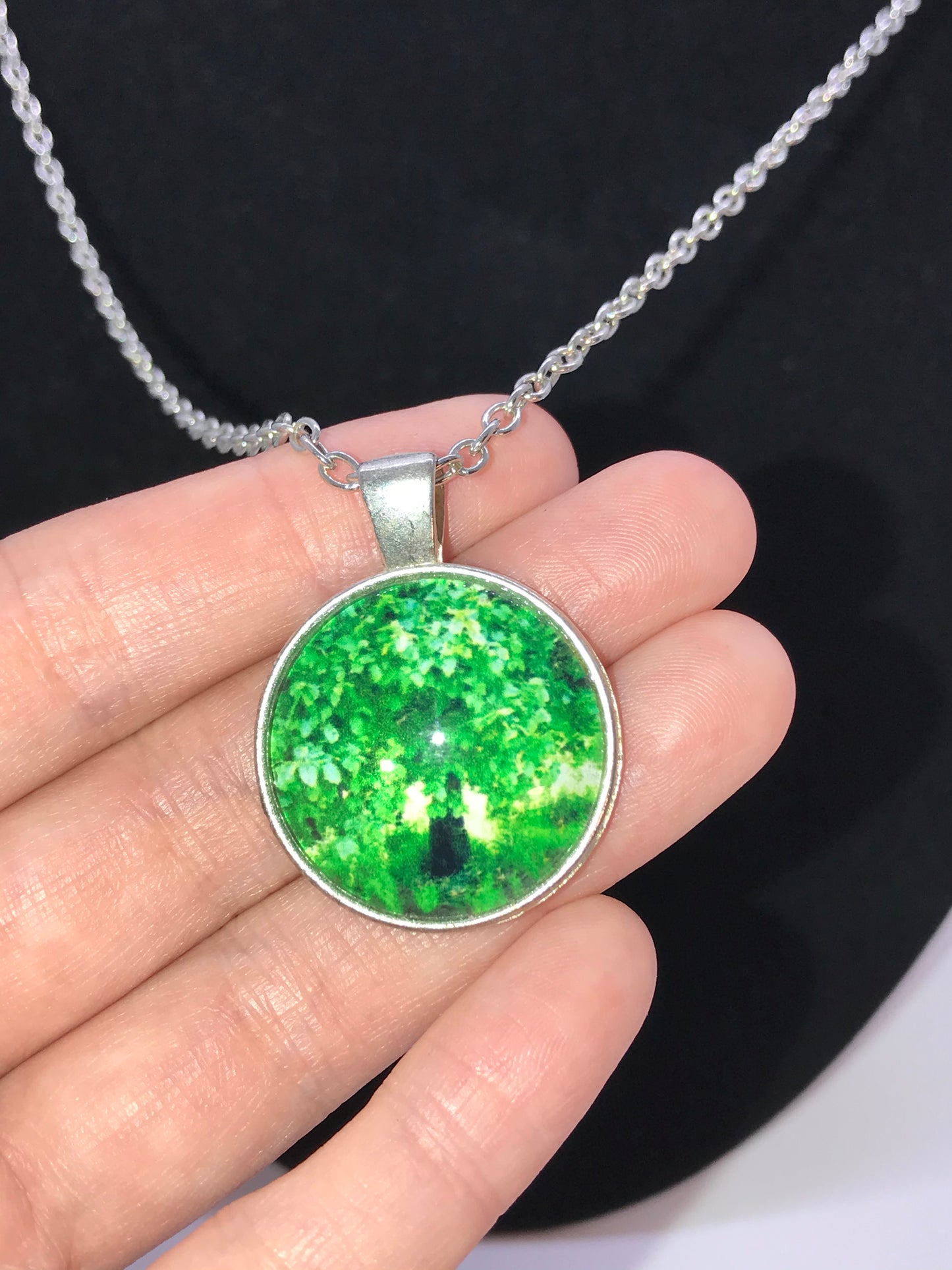 20" Green Tree Of Life Cable Chain Necklace