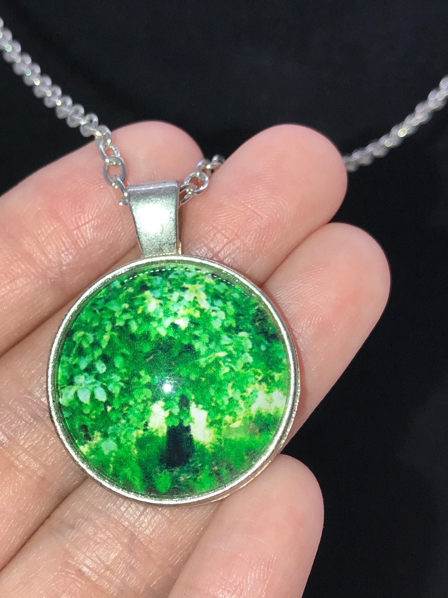 20" Green Tree Of Life Cable Chain Necklace