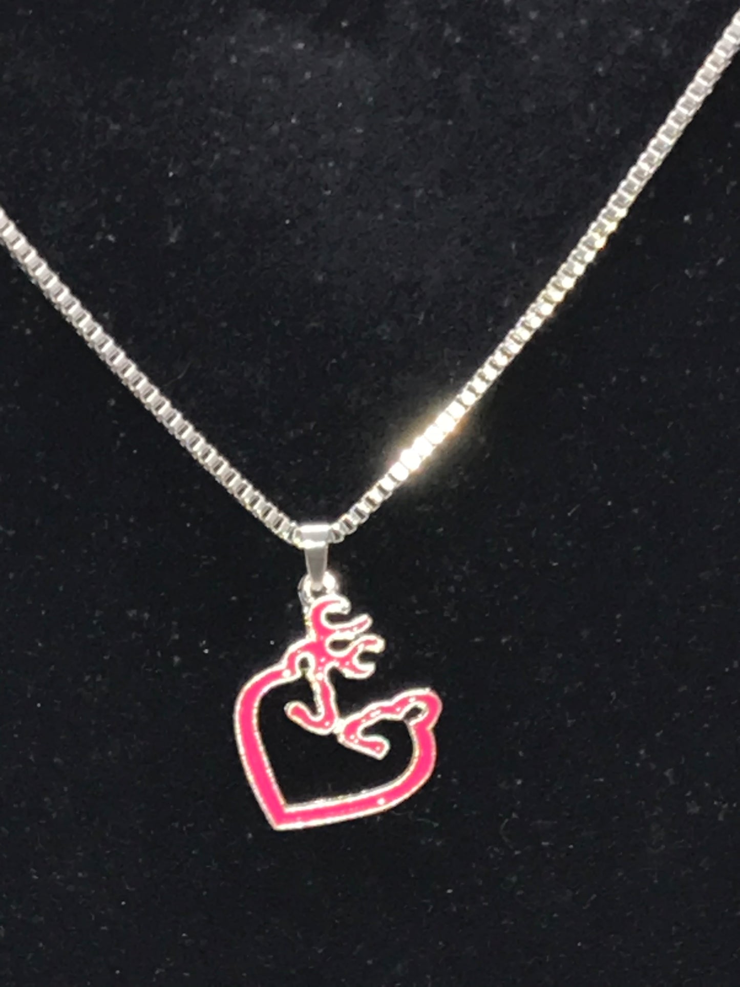 20" Pink Buck and Doe Box Chain Necklace