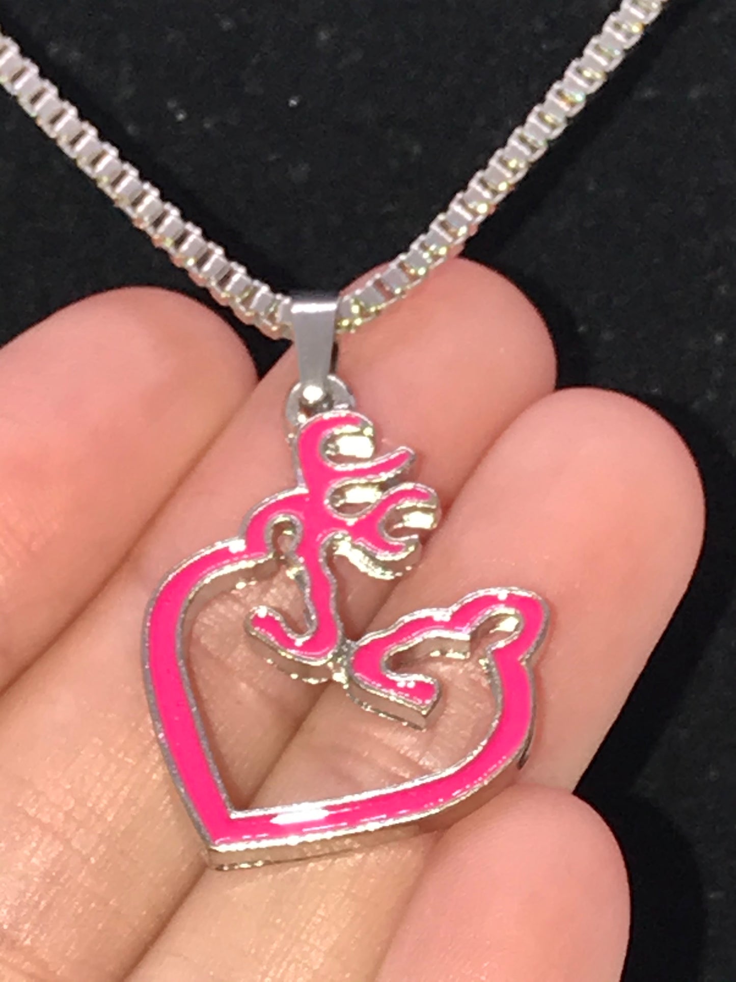 20" Pink Buck and Doe Box Chain Necklace