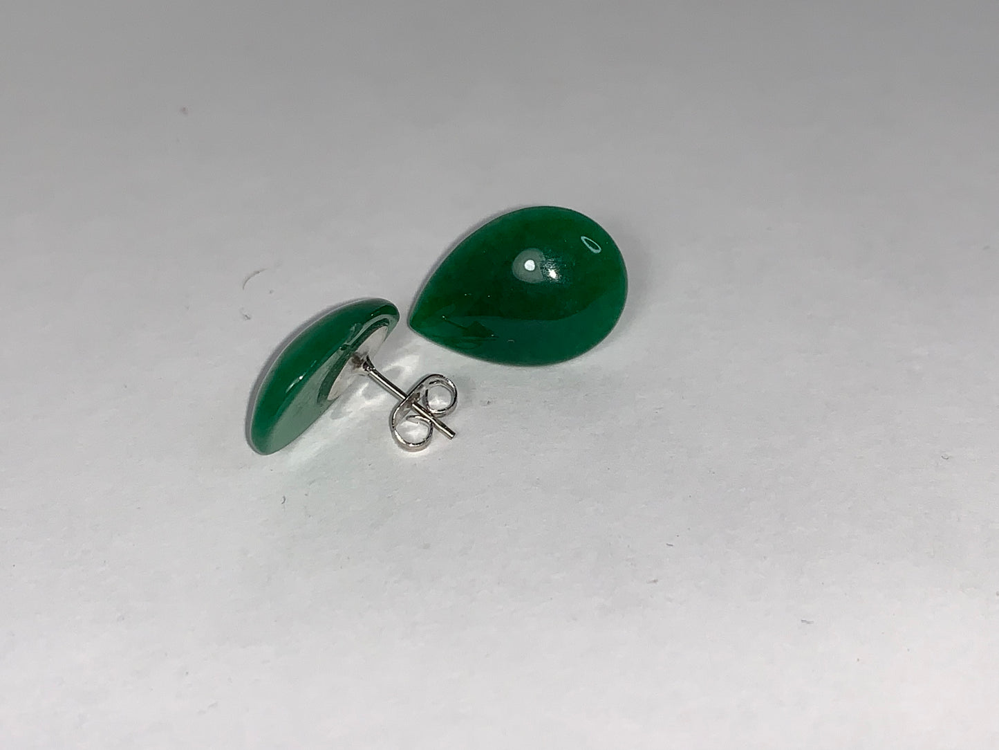 20x14mm Teardrop Green Aventurine Post Earrings