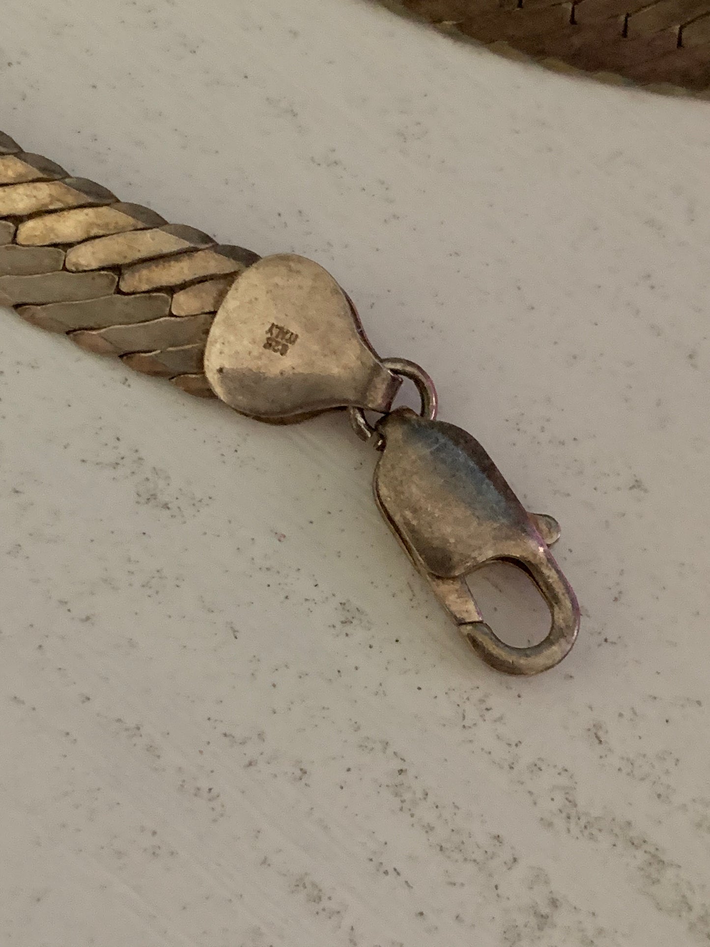 Vintage 20" 8.18mm Herringbone Italian Silver Necklace