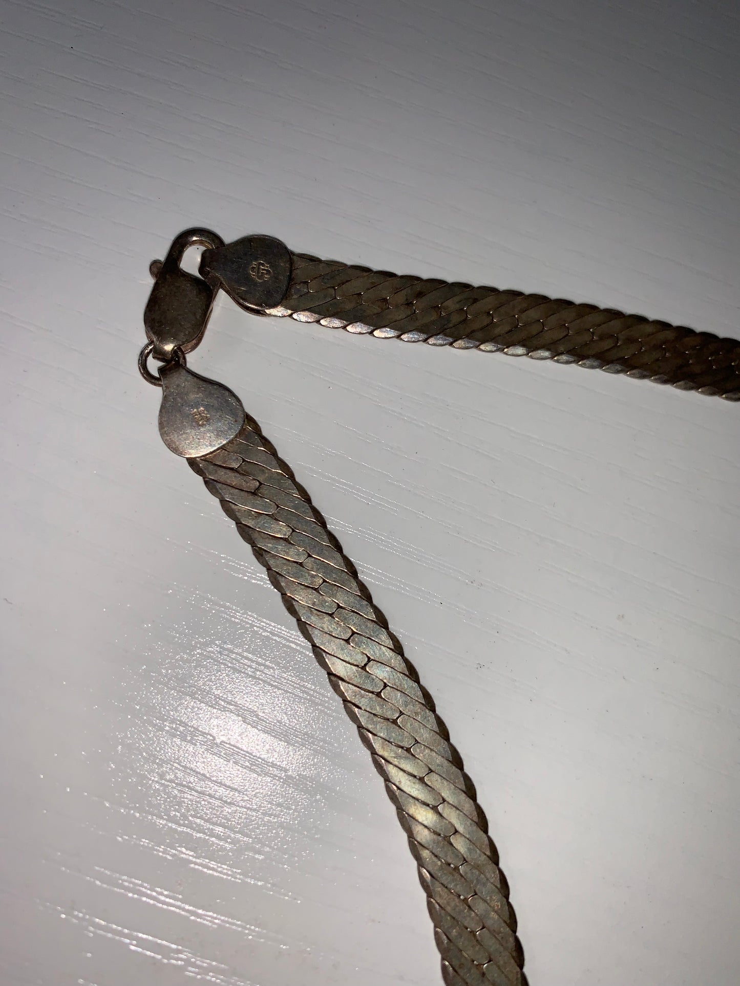 Vintage 20" 8.18mm Herringbone Italian Silver Necklace