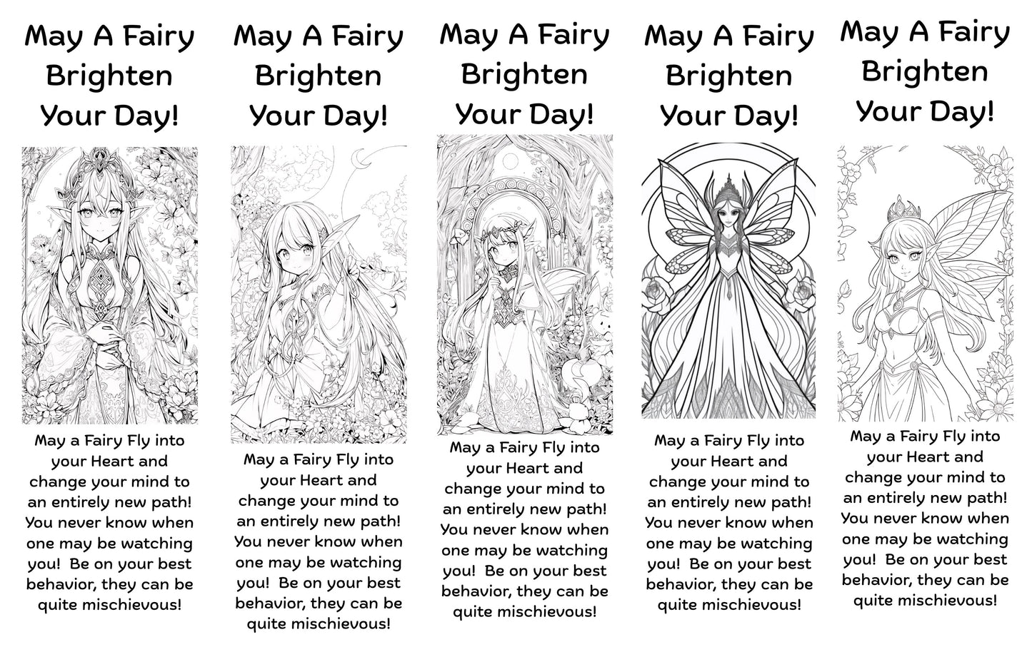 Color Your Own Fairy Bookmarks, 5 qty!