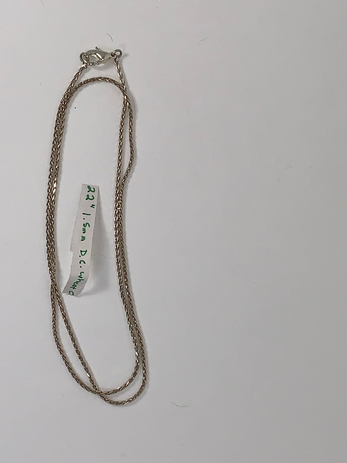 22" Sterling Silver 1.5mm Diamond Cut Wheat Chain Necklace