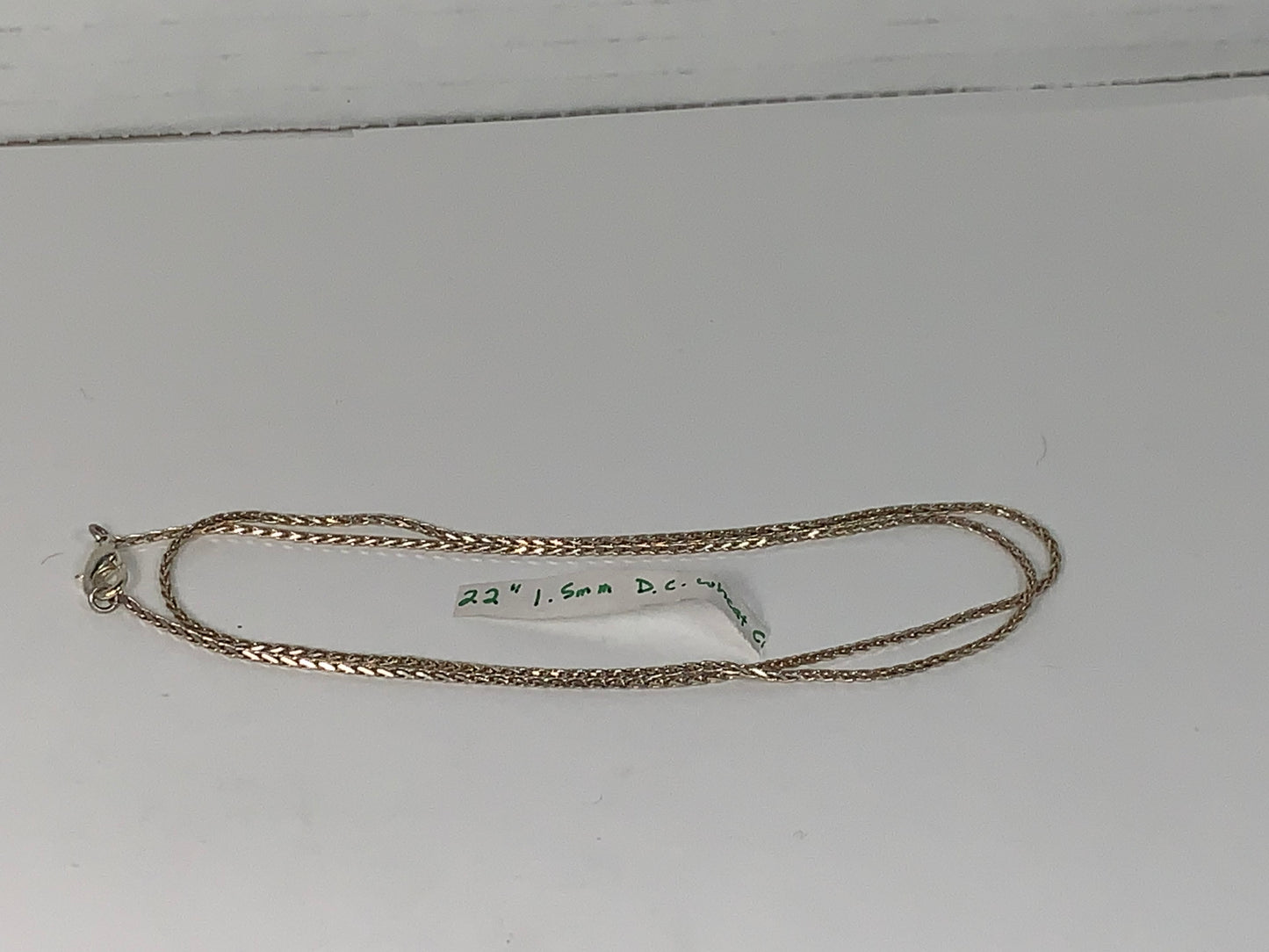 22" Sterling Silver 1.5mm Diamond Cut Wheat Chain Necklace