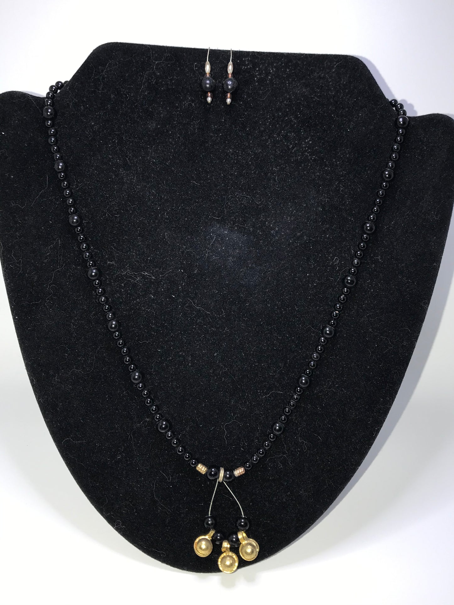 22" Long Onyx And Obsidian Beaded Necklace Set